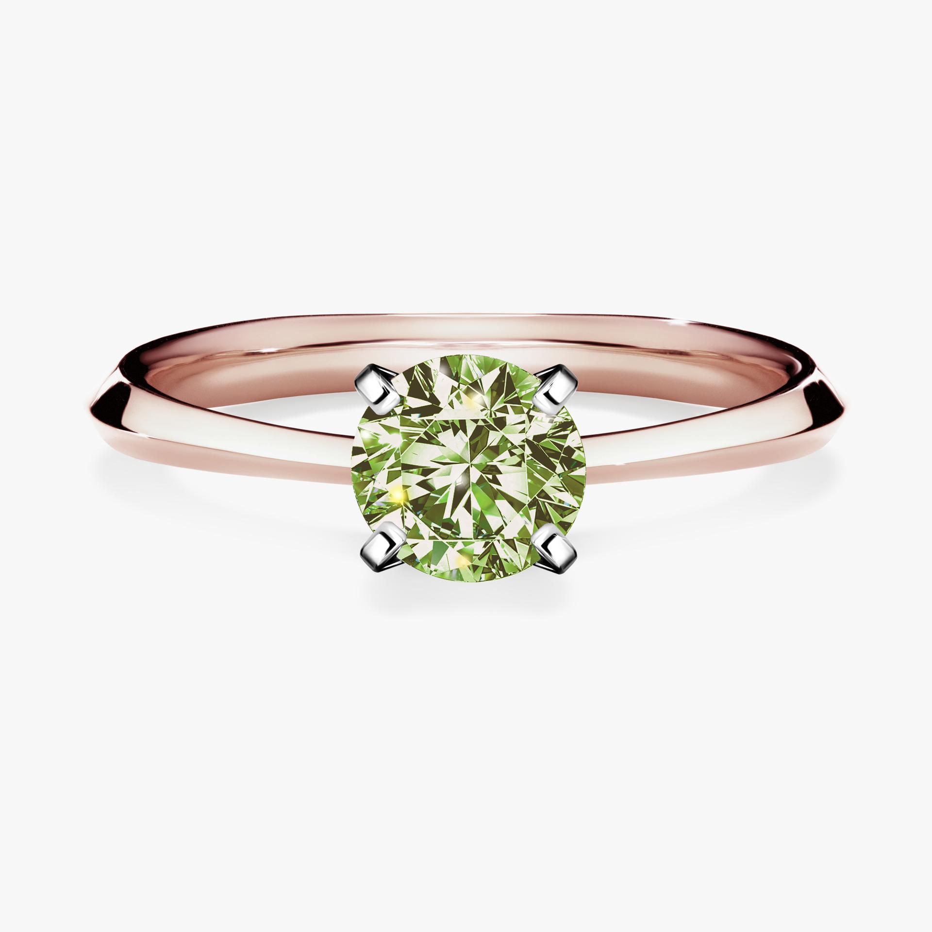 Pierscionek zareczynowy z diamentem zielony_jasny 080 CT z rozowego zlota my angel 01