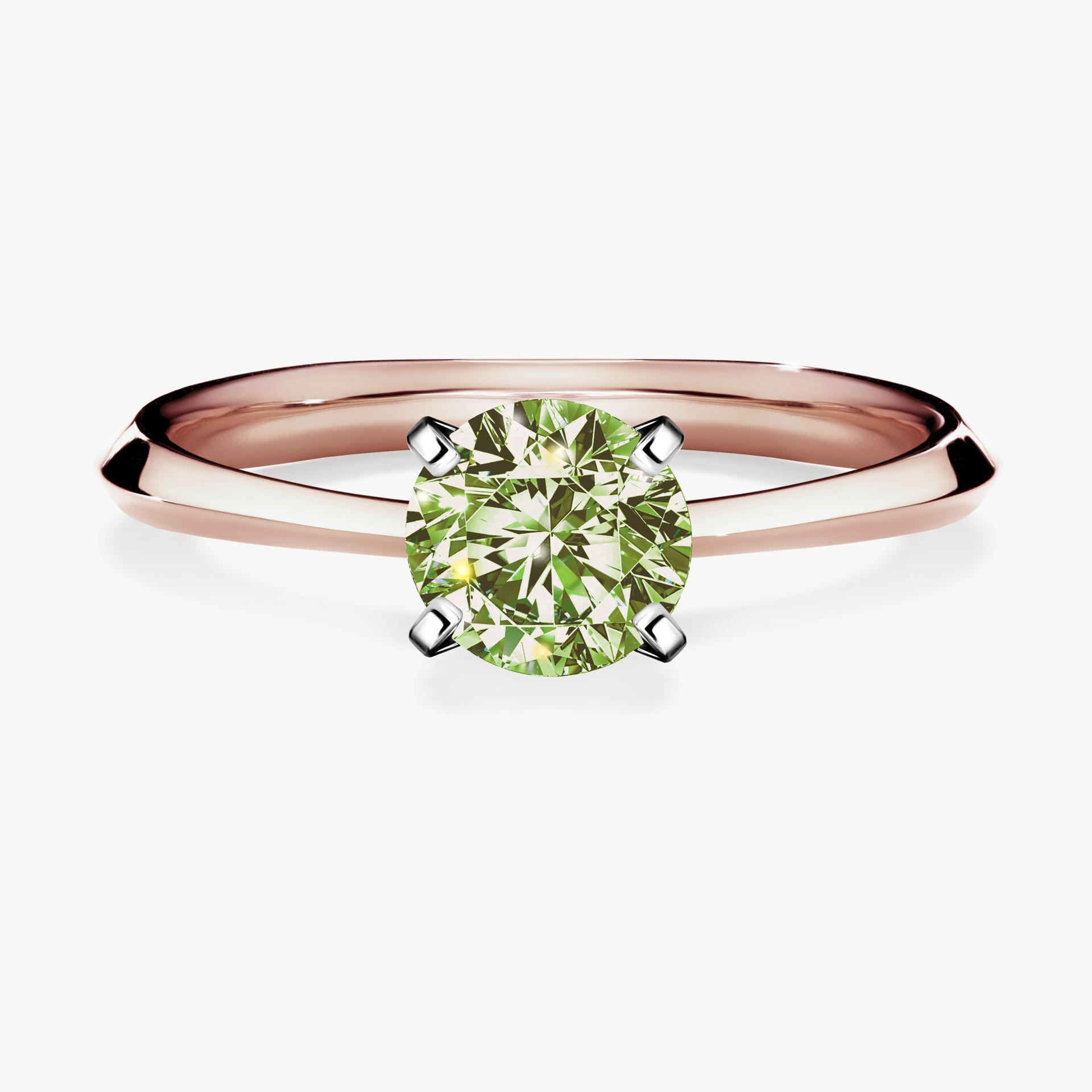 Pierscionek zareczynowy z diamentem zielony_jasny 100 CT z rozowego zlota my angel 01