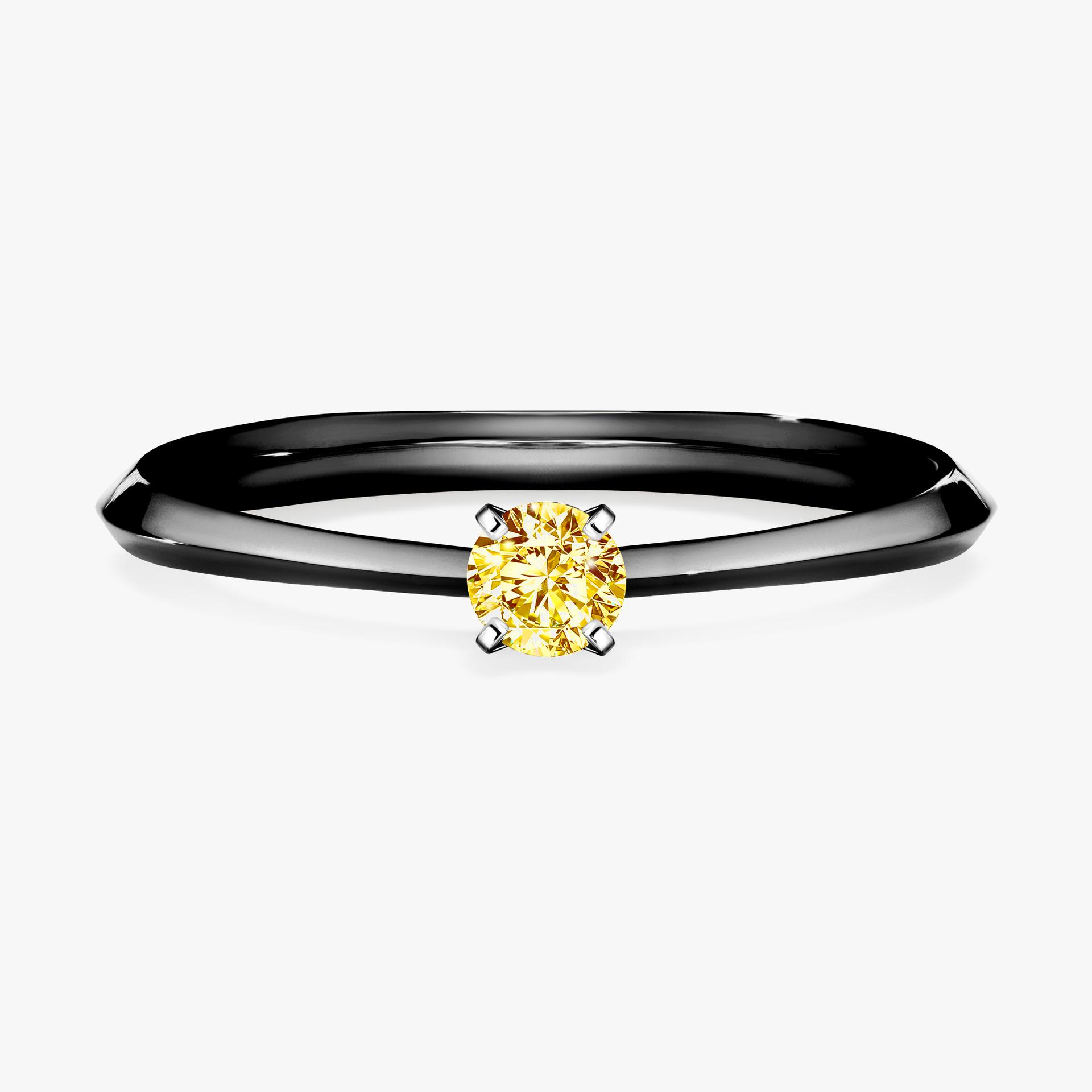 Pierscionek zareczynowy z diamentem zolty 010 CT z czarnego zlota my angel 01