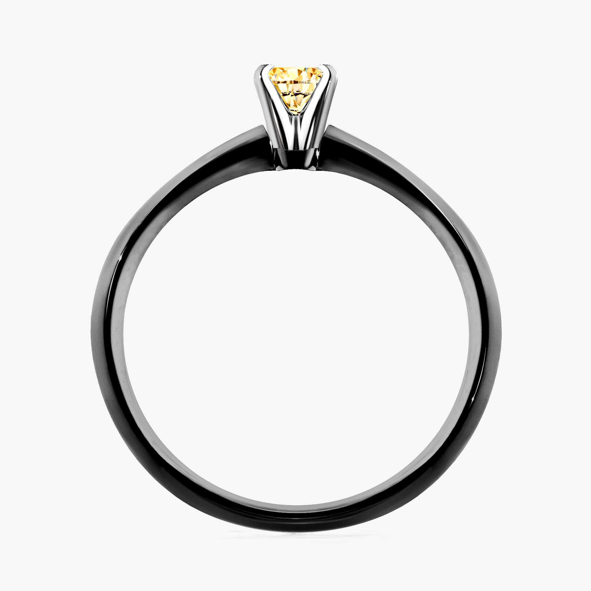 Pierscionek zareczynowy z diamentem zolty 010 CT z czarnego zlota my angel 02