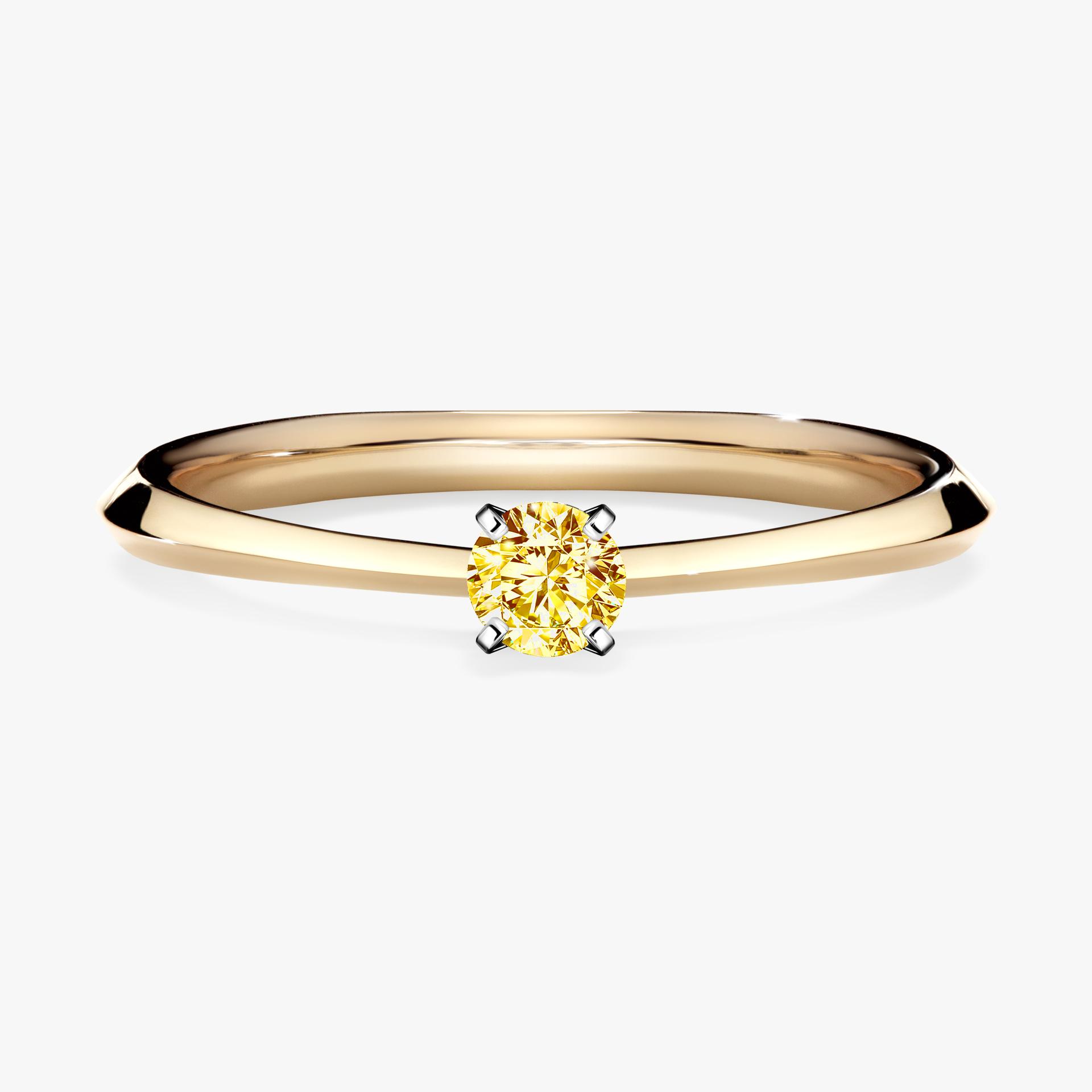 Pierscionek zareczynowy z diamentem zolty 010 CT z zoltego zlota my angel 01