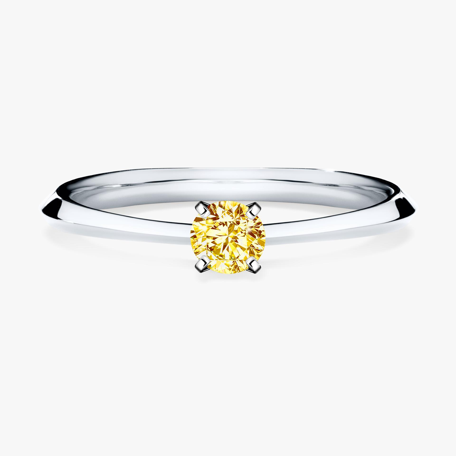 Pierścionek zaręczynowy My Angel z białego złota z żółtym diamentem 0,17ct