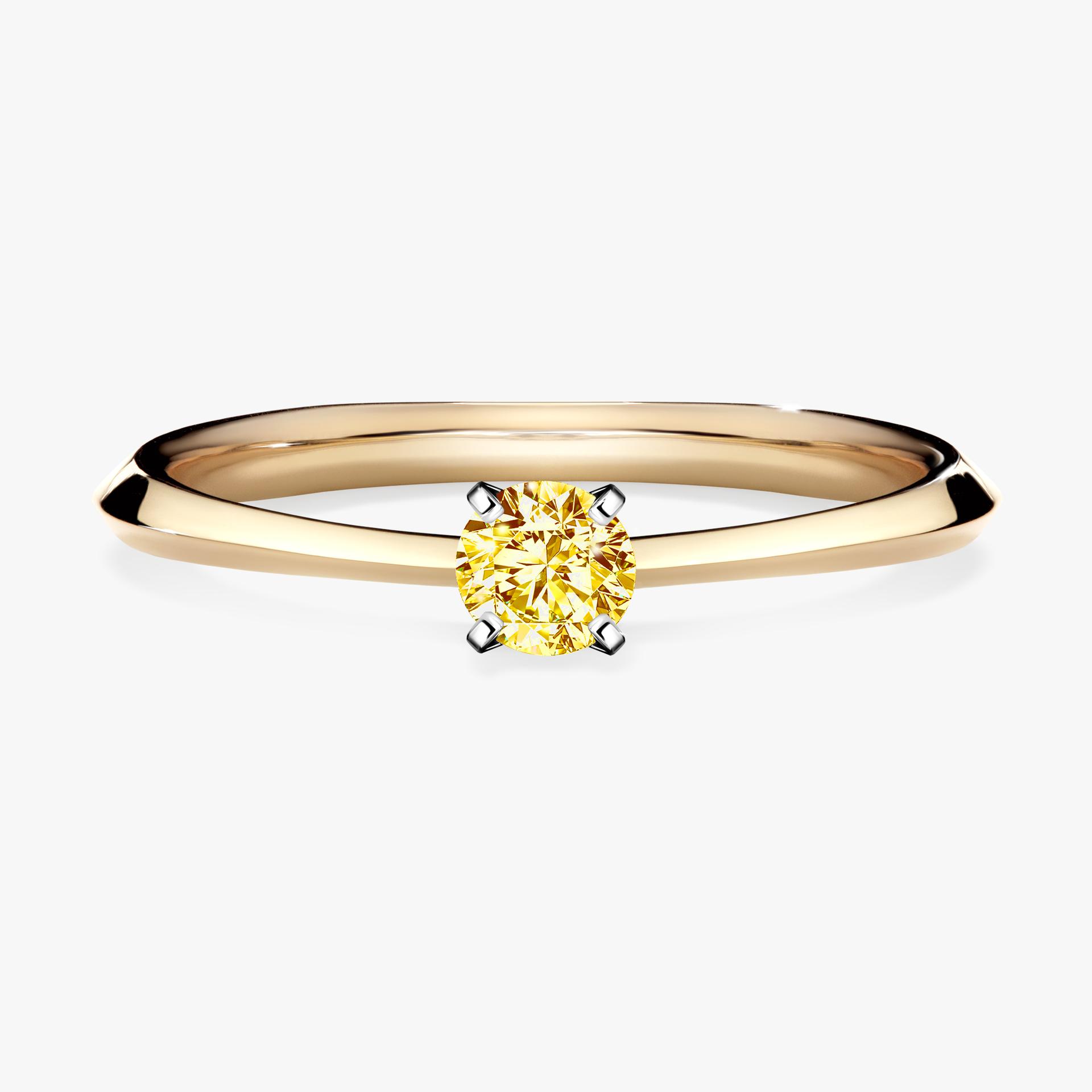 Pierscionek zareczynowy z diamentem zolty 017 CT z zoltego zlota my angel 01