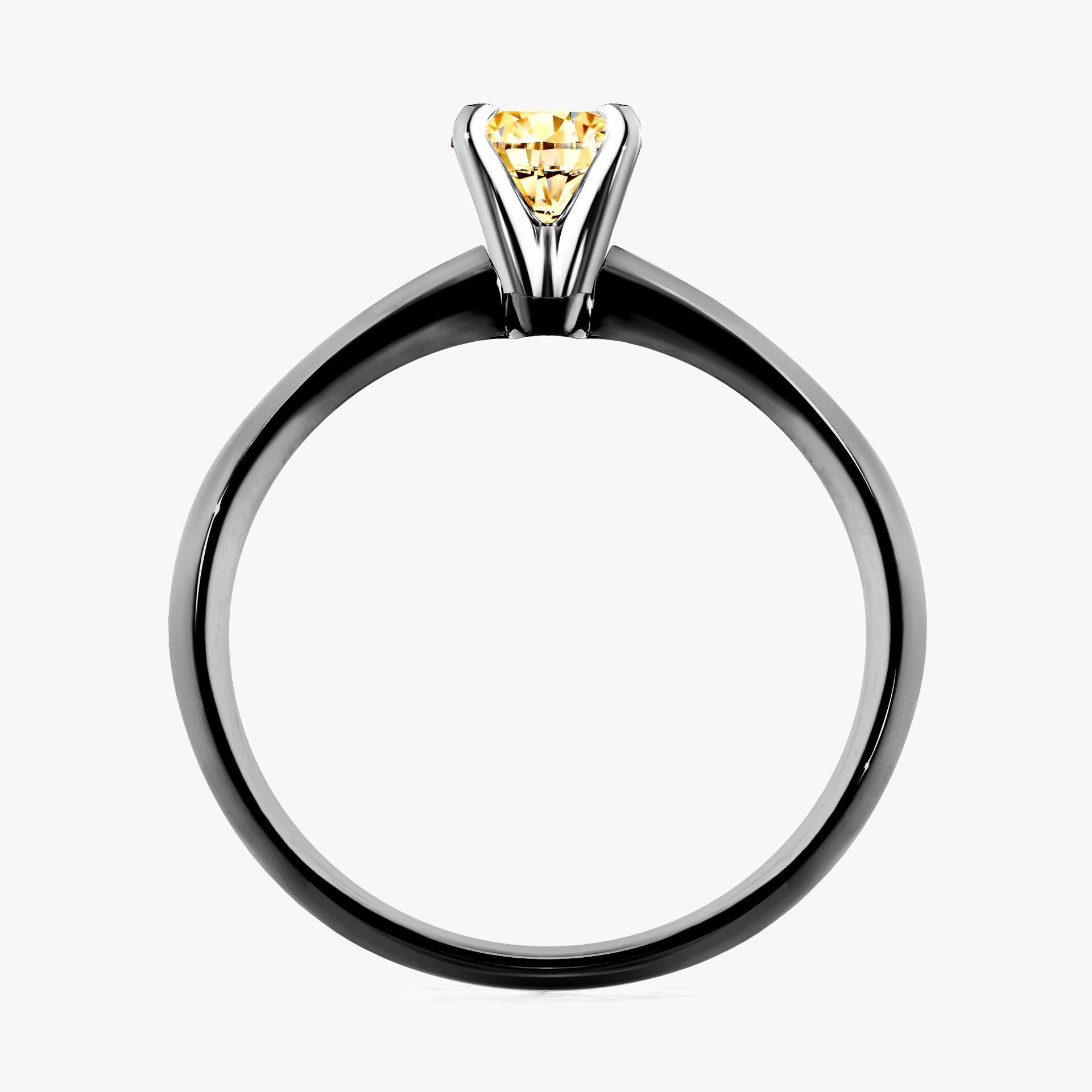 Pierscionek zareczynowy z diamentem zolty 025 CT z czarnego zlota my angel 02