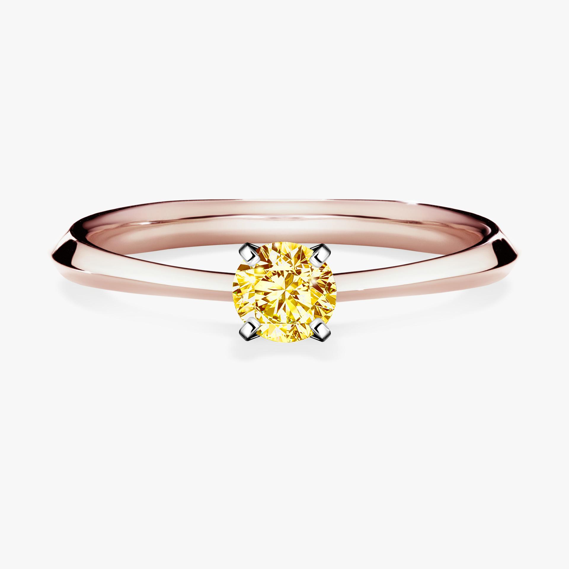 Pierscionek zareczynowy z diamentem zolty 025 CT z rozowego zlota my angel 01