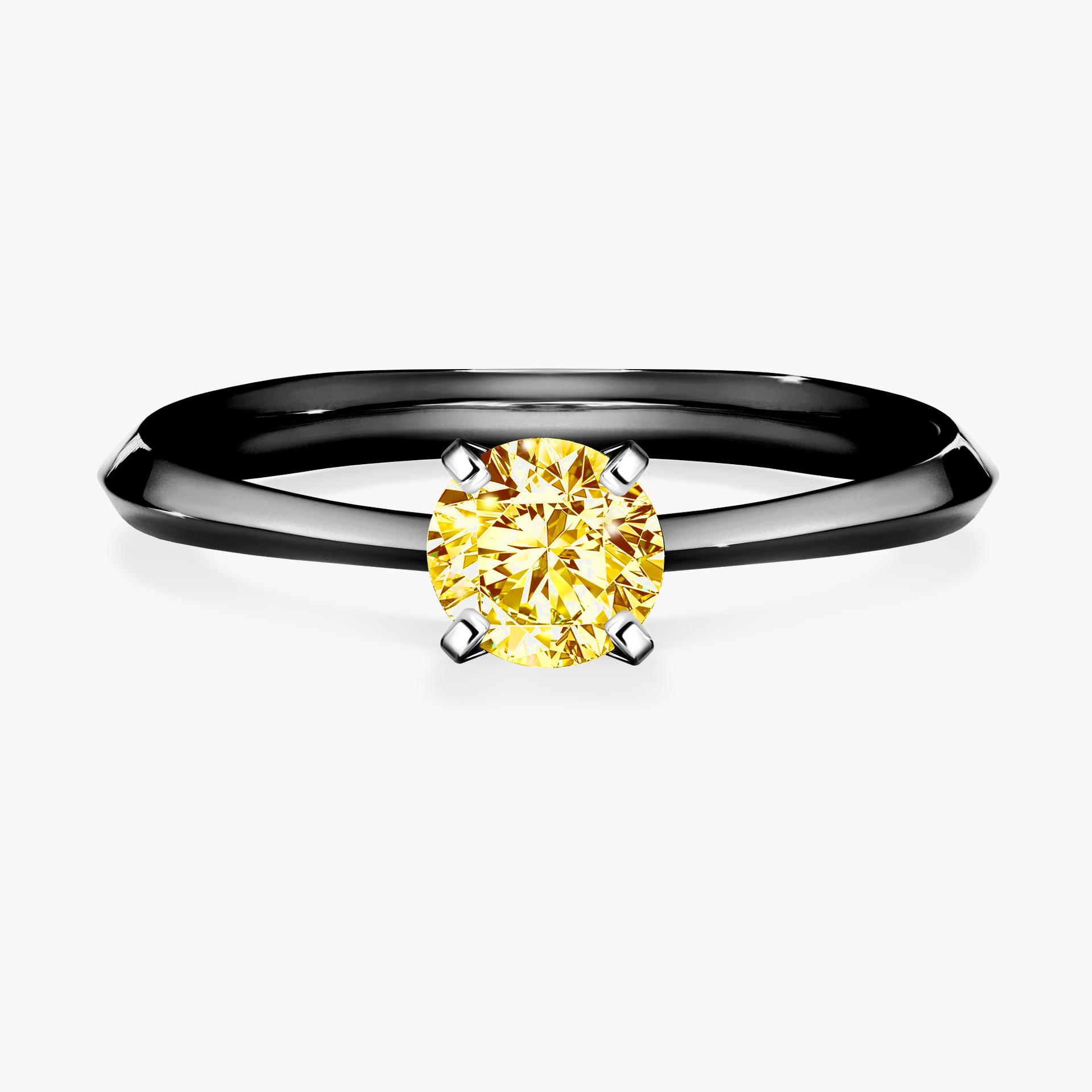 Pierscionek zareczynowy z diamentem zolty 030 CT z czarnego zlota my angel 01