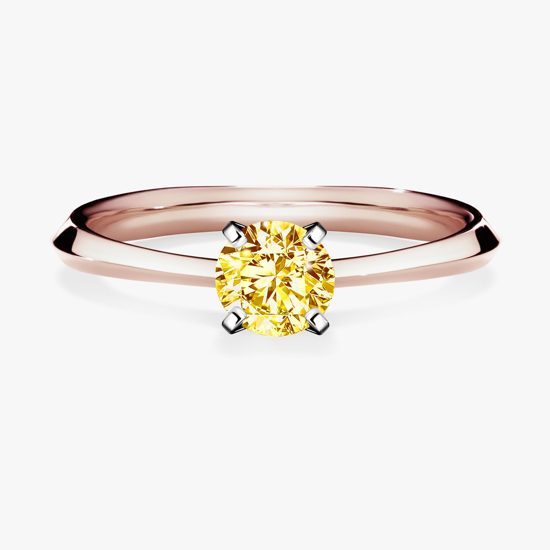 Pierscionek zareczynowy z diamentem zolty 030 CT z rozowego zlota my angel 01