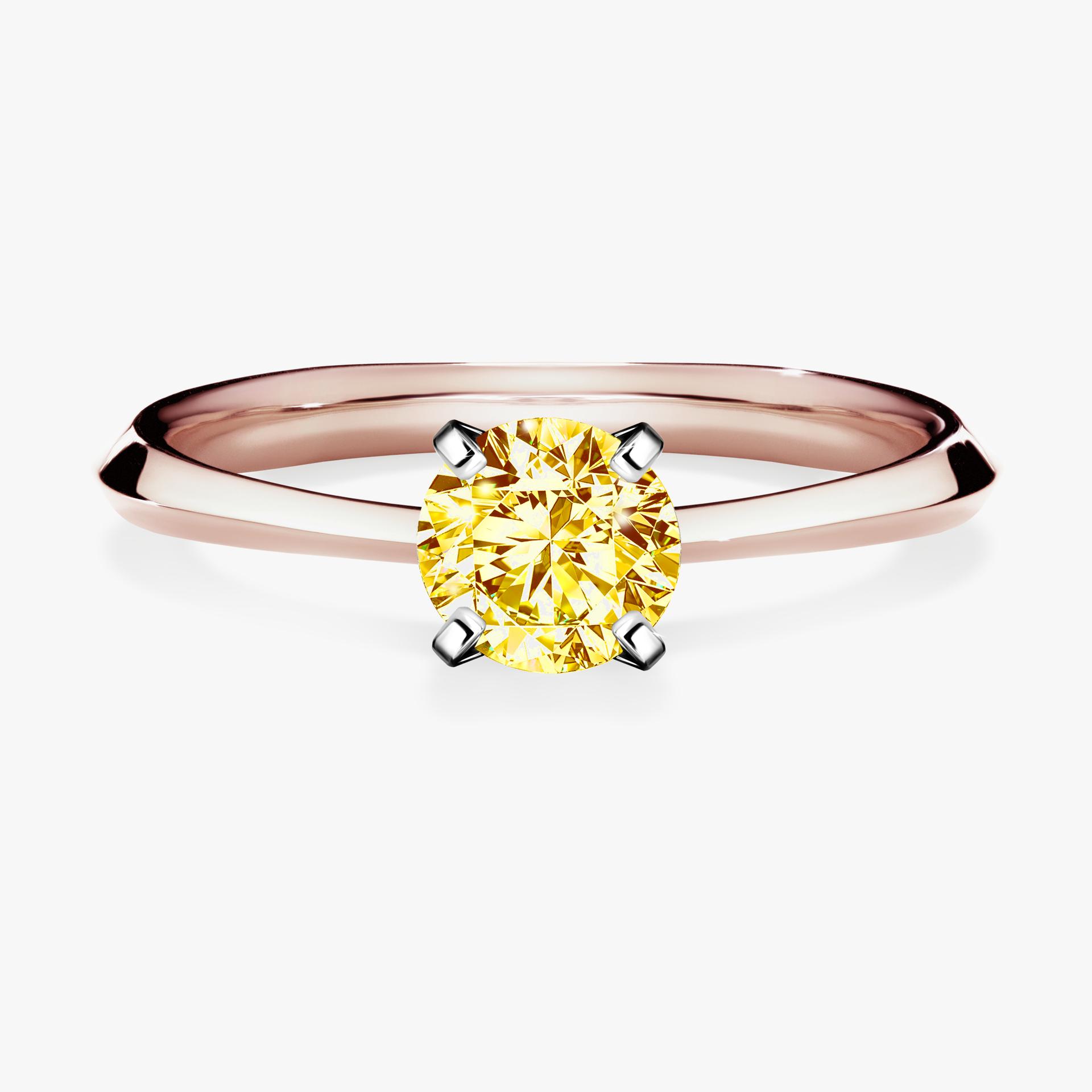 Pierscionek zareczynowy z diamentem zolty 050 CT z rozowego zlota my angel 01