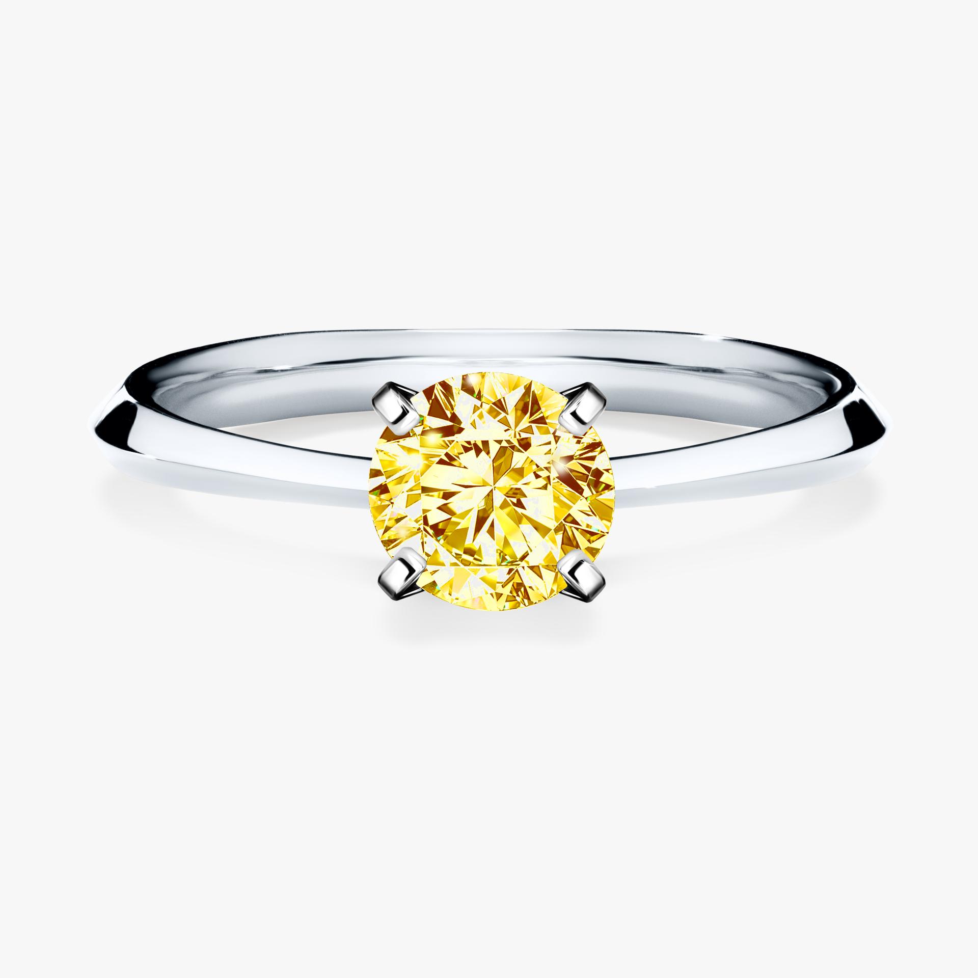 Pierscionek zareczynowy z diamentem zolty 080 CT z bialego zlota my angel 01