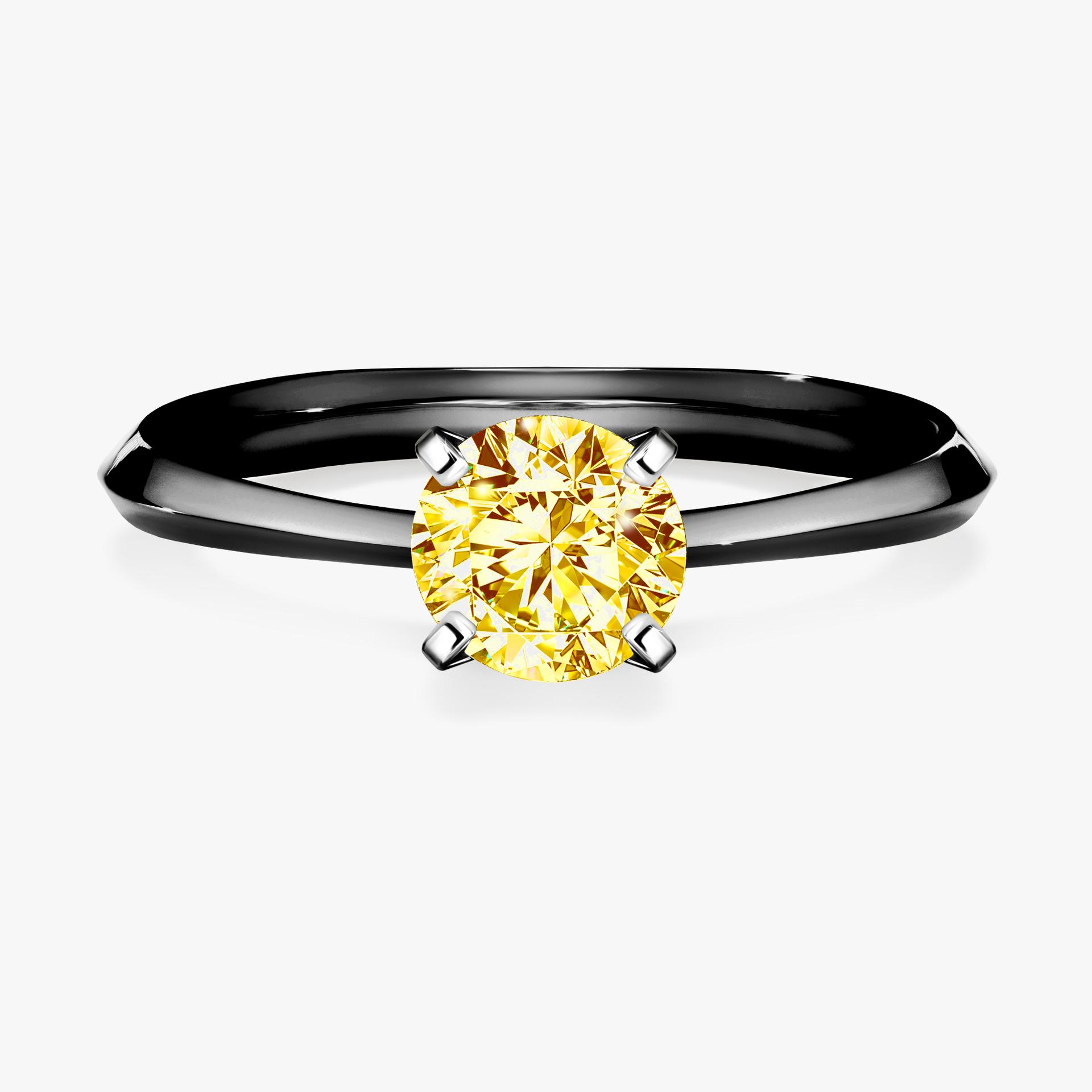 Pierscionek zareczynowy z diamentem zolty 080 CT z czarnego zlota my angel 01