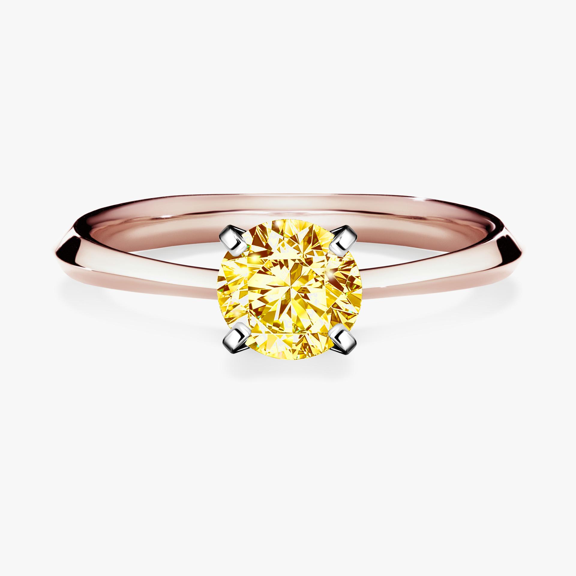 Pierscionek zareczynowy z diamentem zolty 080 CT z rozowego zlota my angel 01