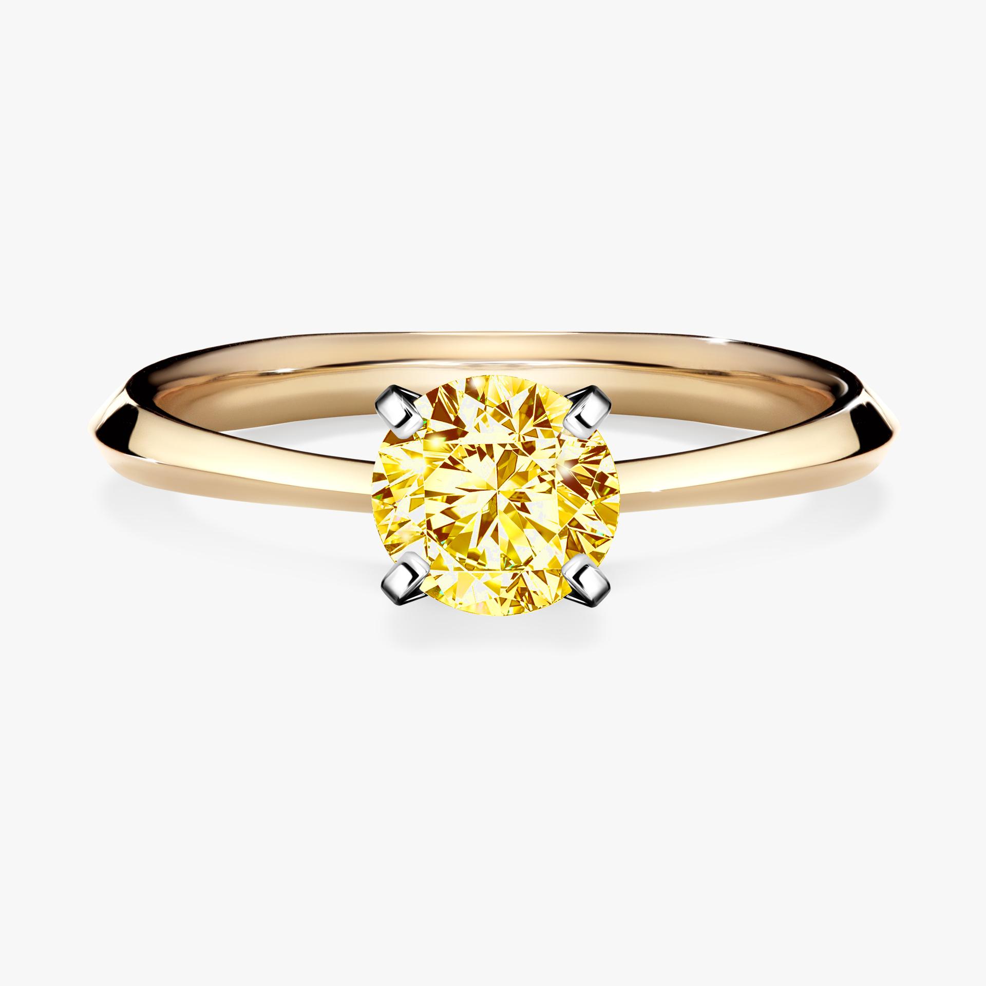 Pierscionek zareczynowy z diamentem zolty 080 CT z zoltego zlota my angel 01