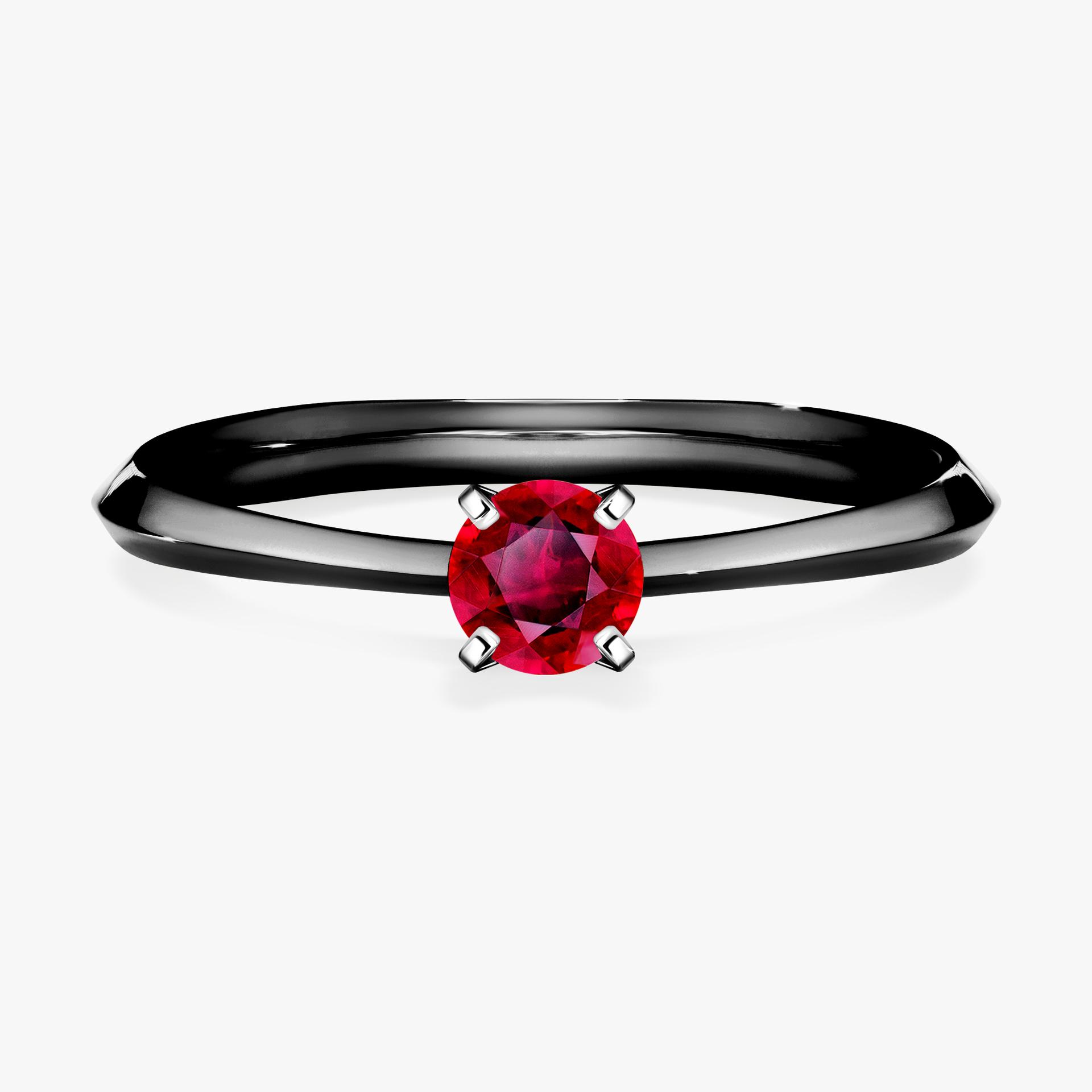 Pierścionek zaręczynowy My Angel z czarnego złota z rubinem 0,25ct