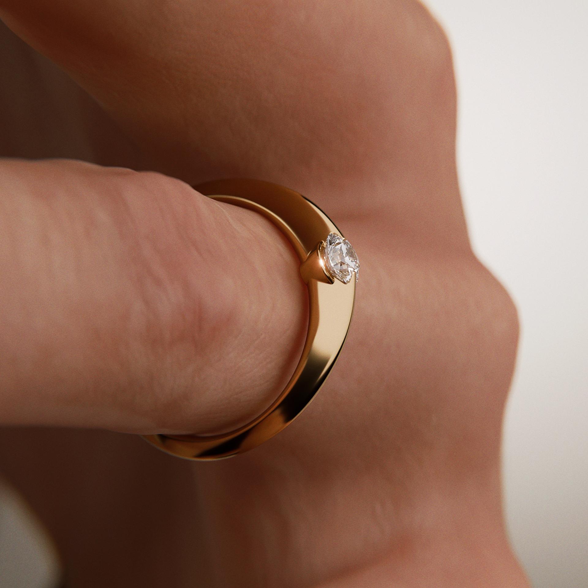 Pierścionek zaręczynowy My Baby z żółtego złota z diamentem naturalnym 0,25ct