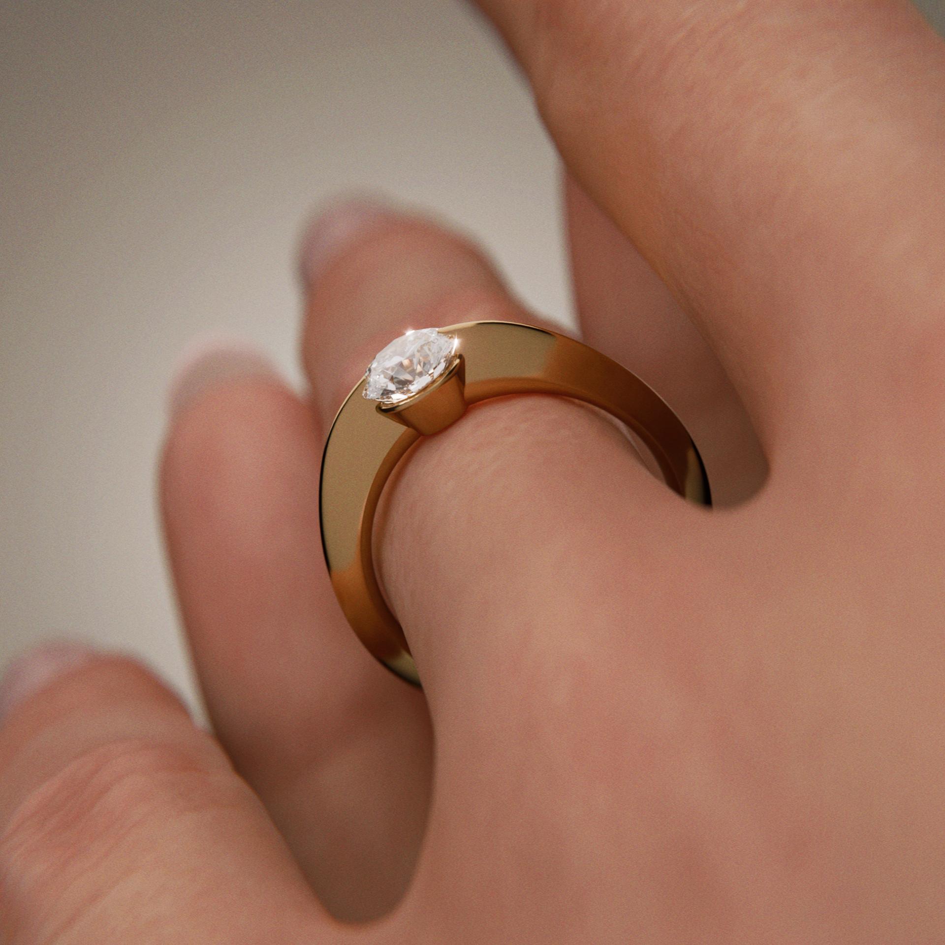 Pierścionek zaręczynowy My Baby z żółtego złota z diamentem naturalnym 1,00ct