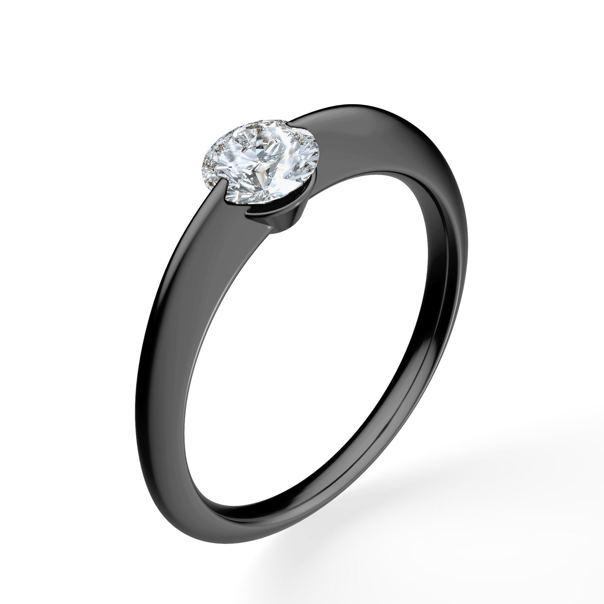 Pierścionek zaręczynowy My Baby z czarnego złota z diamentem naturalnym 0,50ct