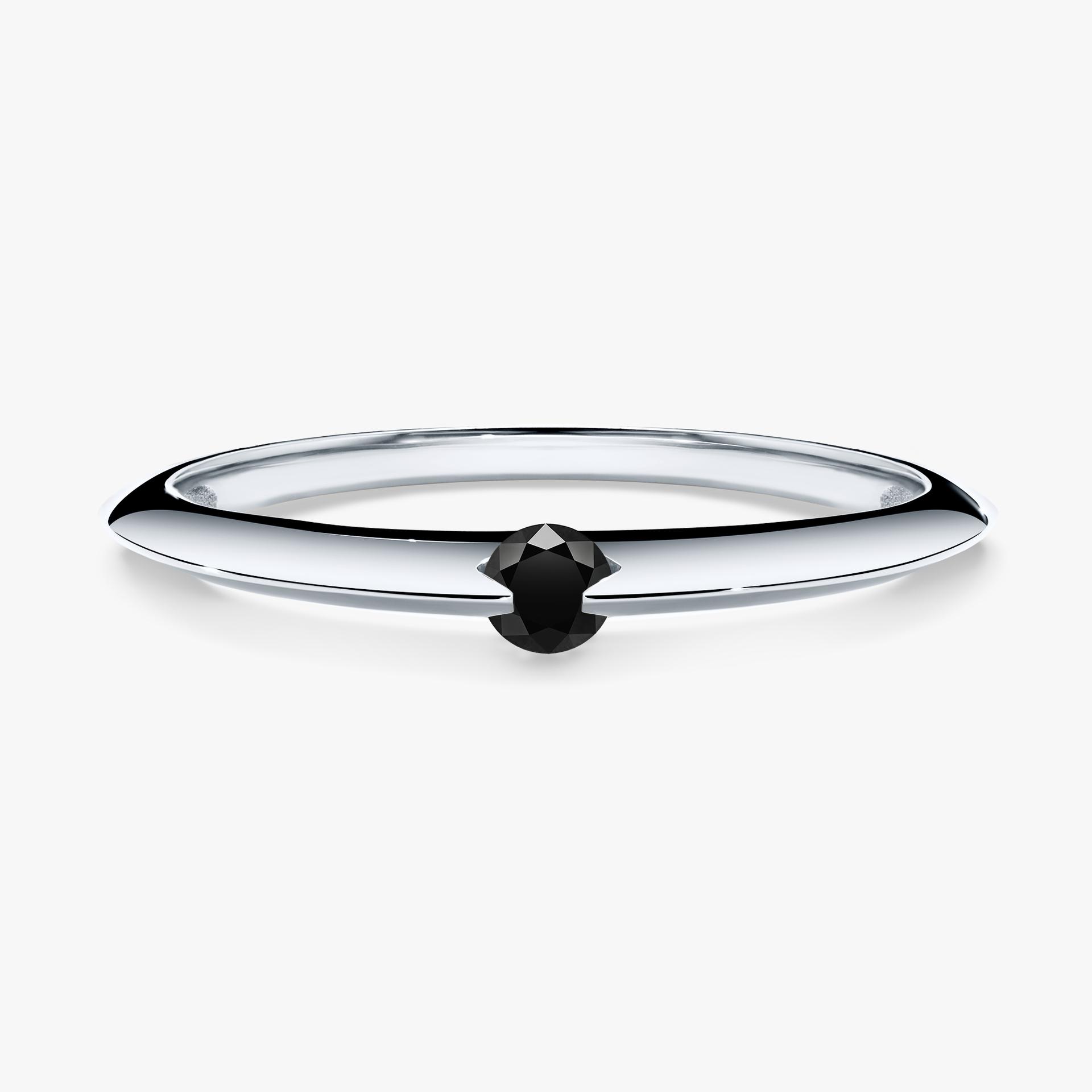 Pierścionek zaręczynowy My Baby z białego złota z czarnym diamentem 0,25ct