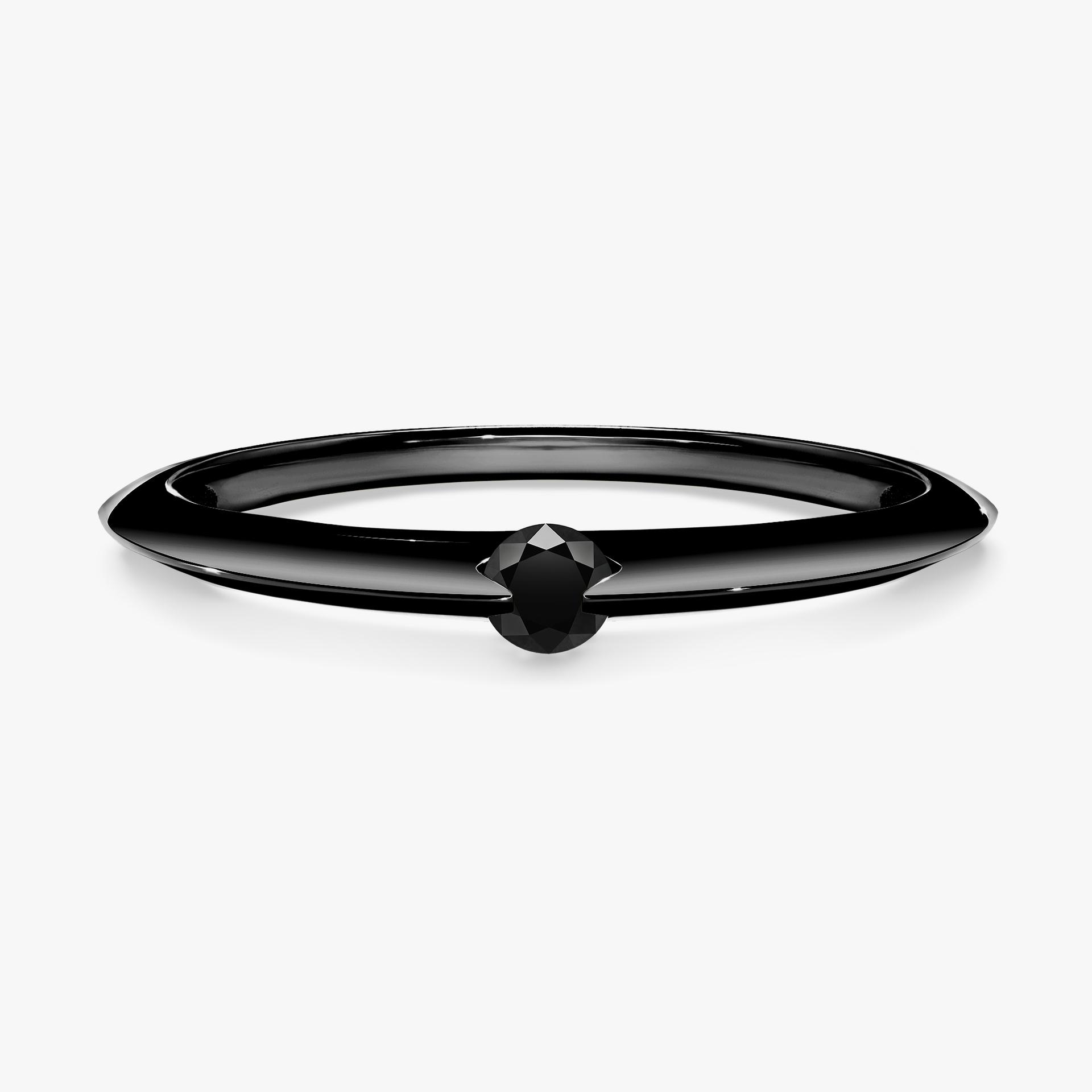Pierscionek zareczynowy z czarnym diamentem 025 CT z czarnego zlota my baby 01