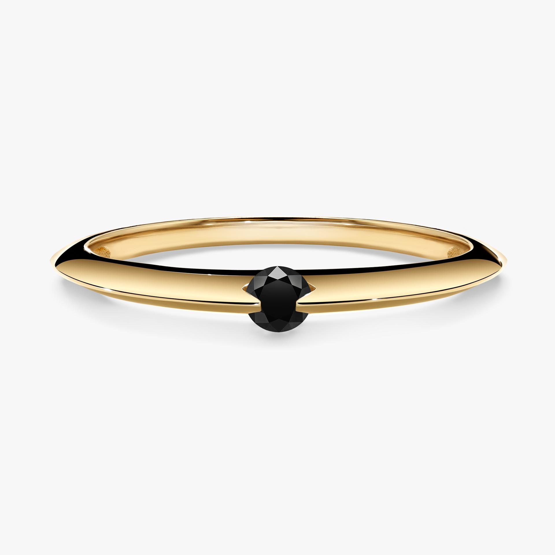 Pierscionek zareczynowy z czarnym diamentem 025 CT z zoltego zlota my baby 01