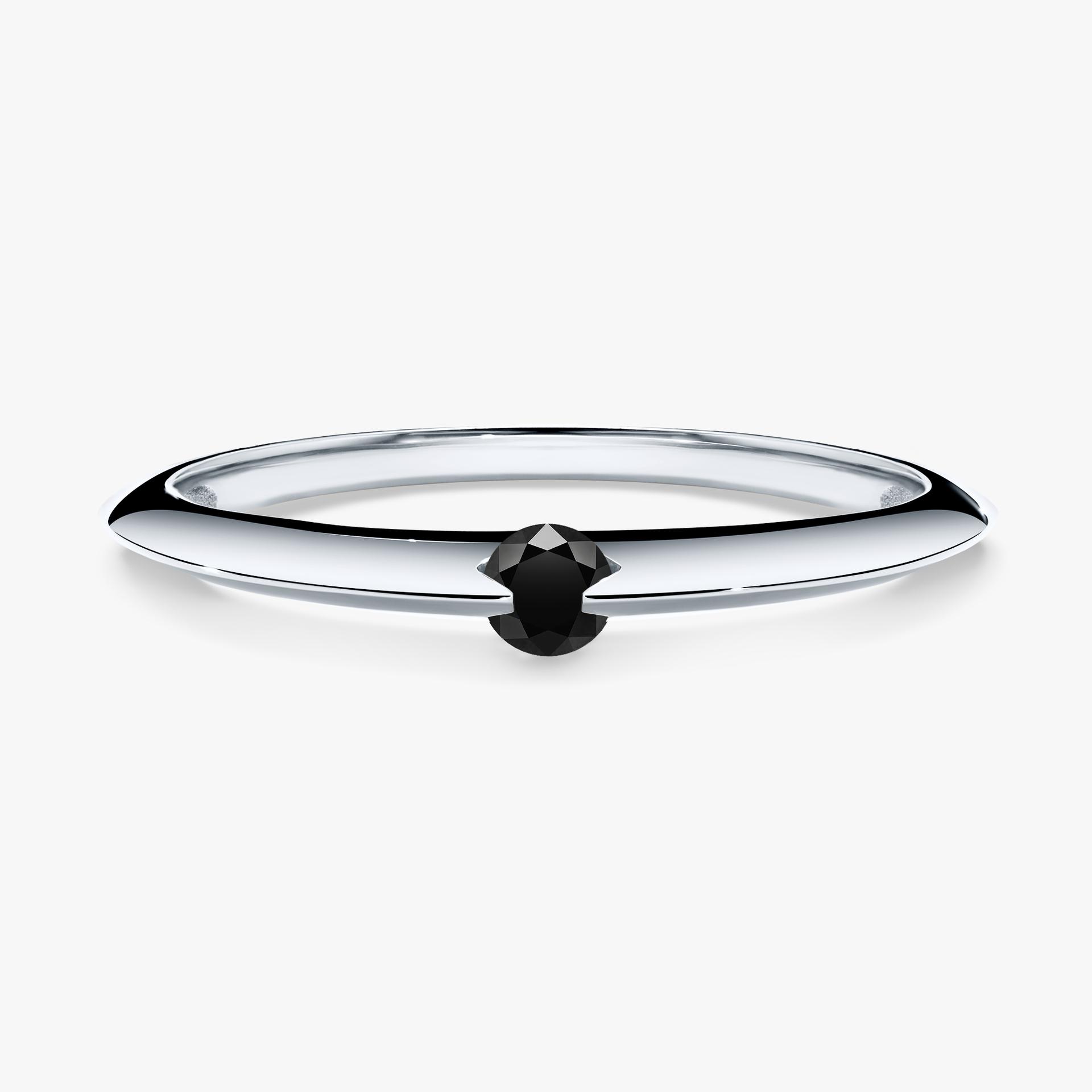 Pierscionek zareczynowy z diamentem czarny 025 CT z bialego zlota my baby 01
