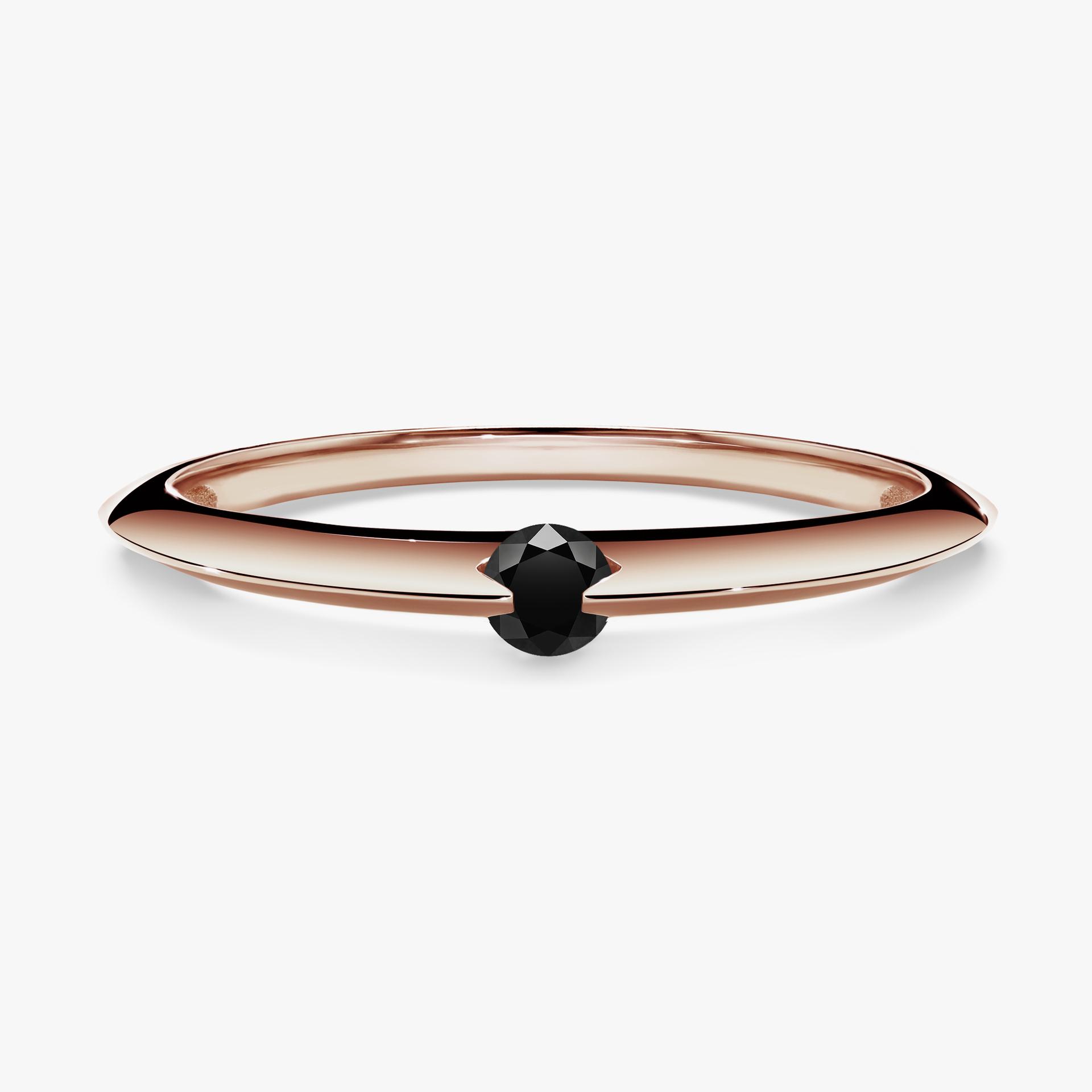 Pierscionek zareczynowy z diamentem czarny 025 CT z rozowego zlota my baby 01