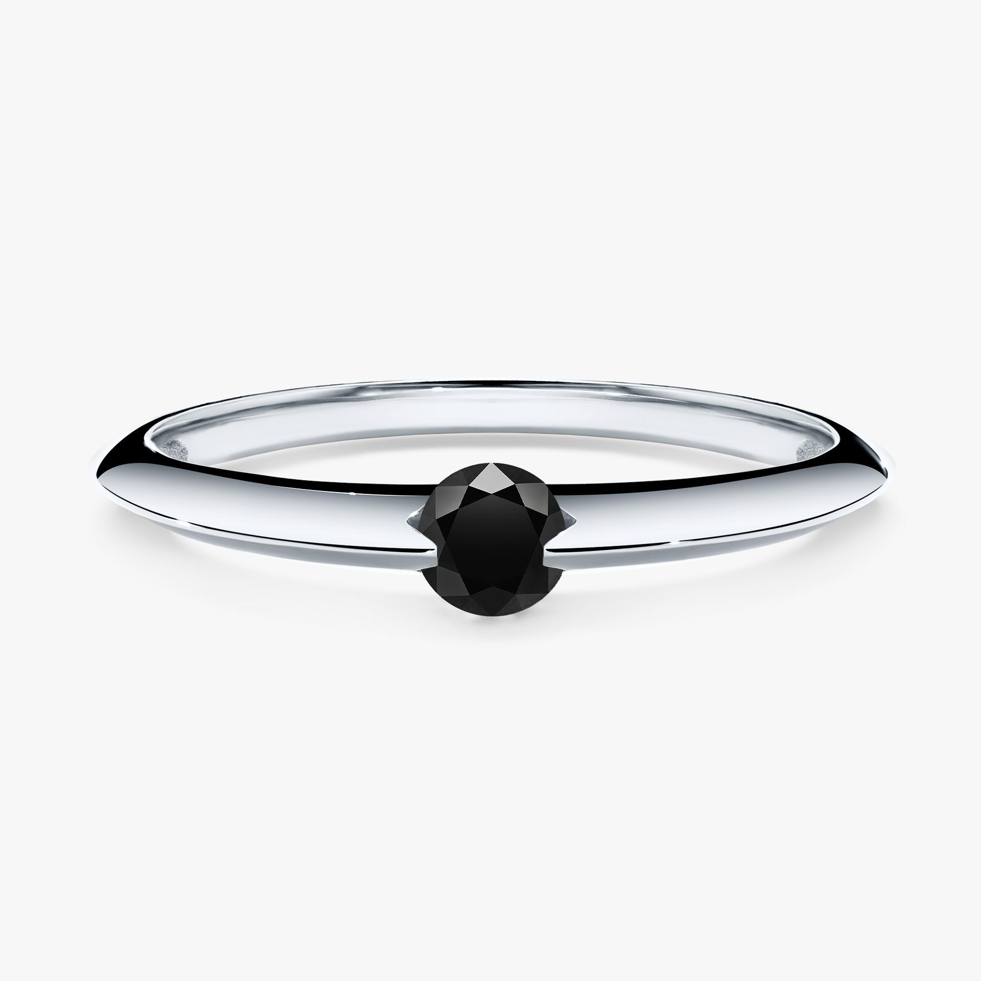 Pierscionek zareczynowy z diamentem czarny 050 CT z bialego zlota my baby 01