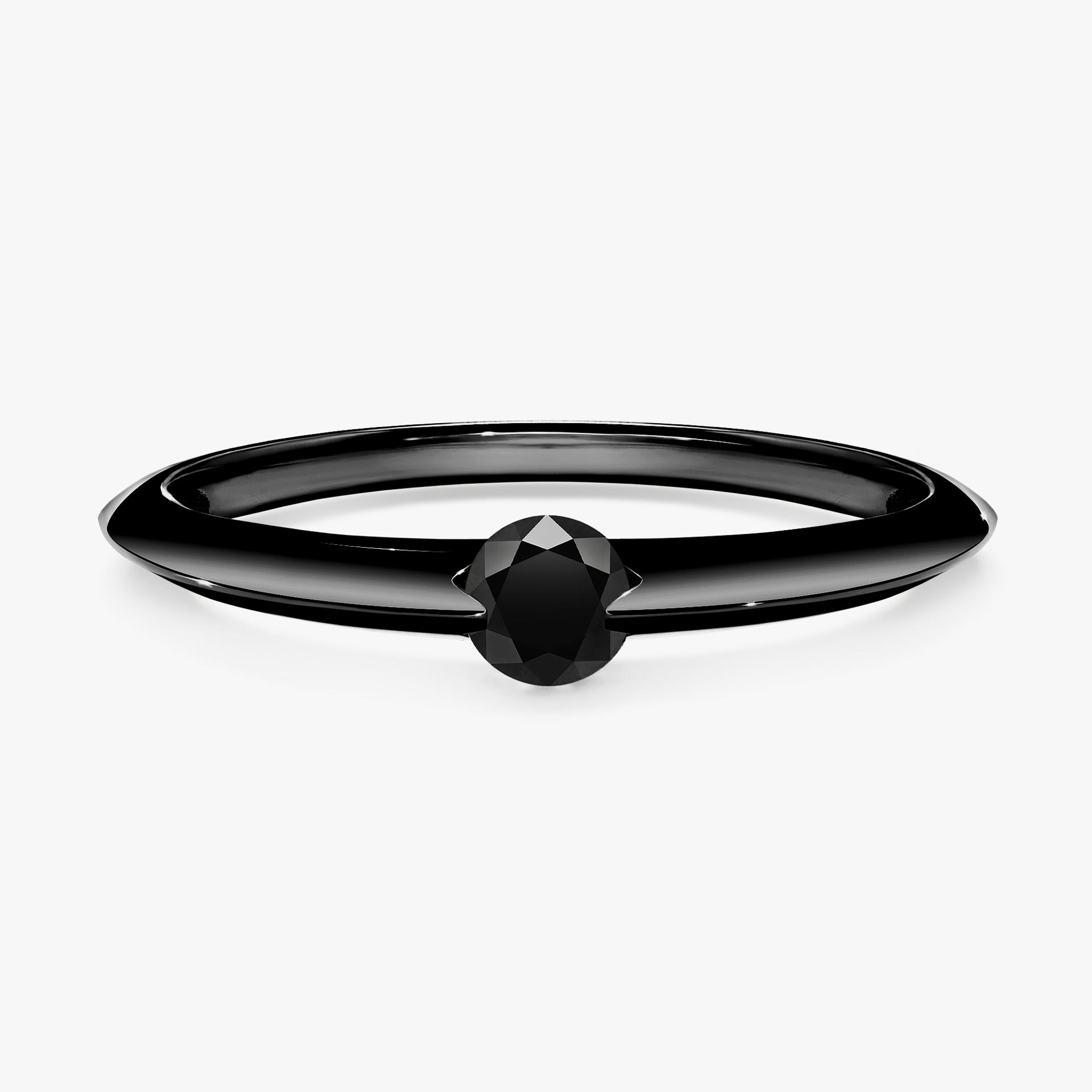 Pierscionek zareczynowy z diamentem czarny 050 CT z czarnego zlota my baby 01