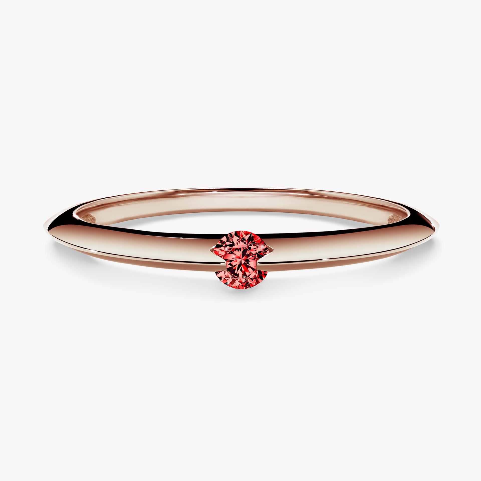Pierscionek zareczynowy z diamentem czerwony 025 CT z rozowego zlota my baby 01