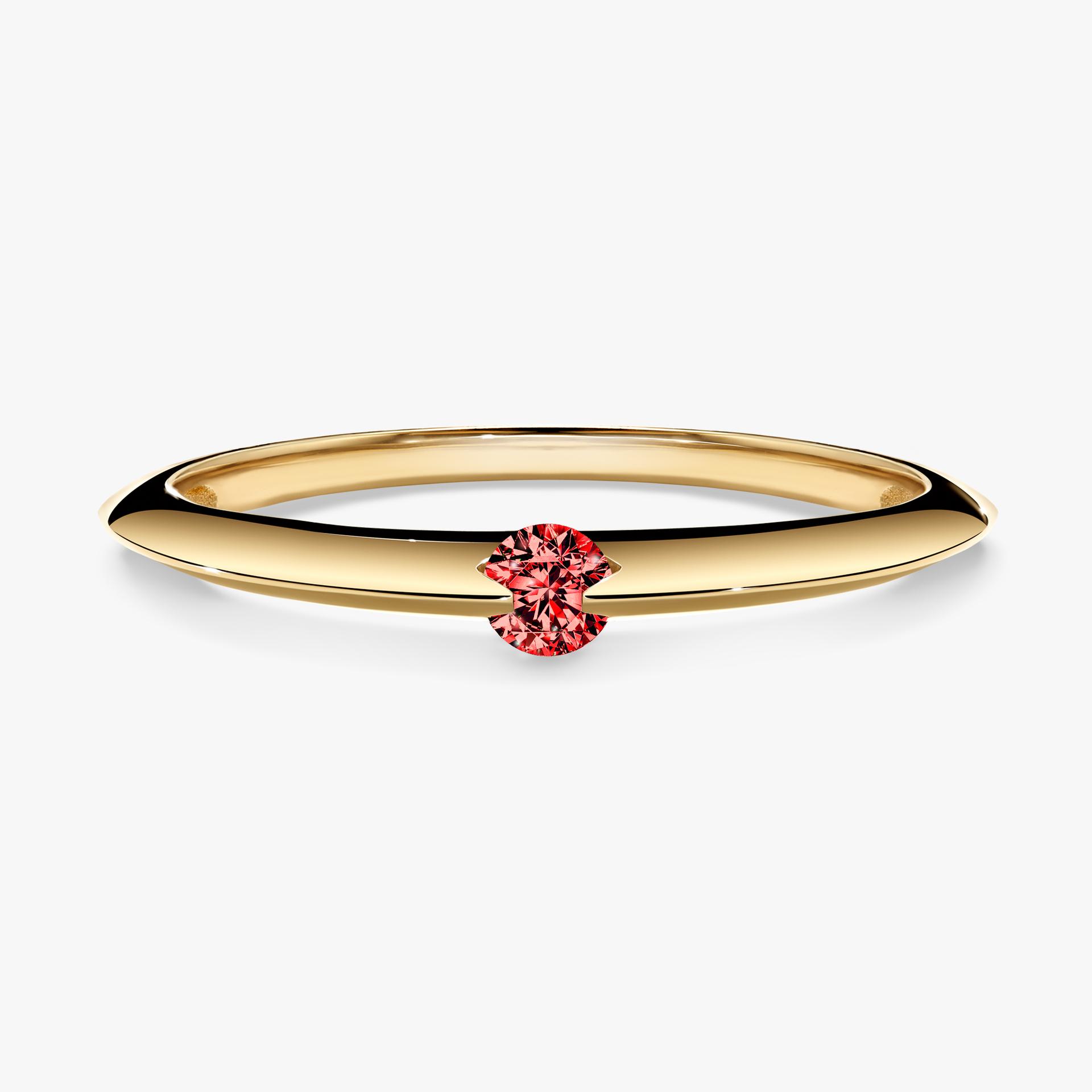 Pierscionek zareczynowy z diamentem czerwony 025 CT z zoltego zlota my baby 01