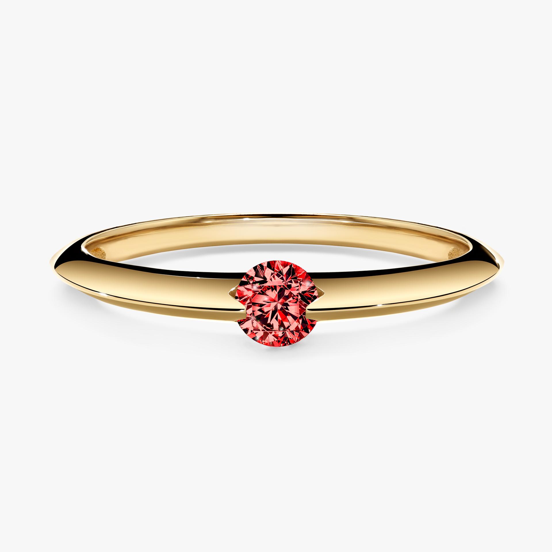 Pierscionek zareczynowy z diamentem czerwony 050 CT z zoltego zlota my baby 01