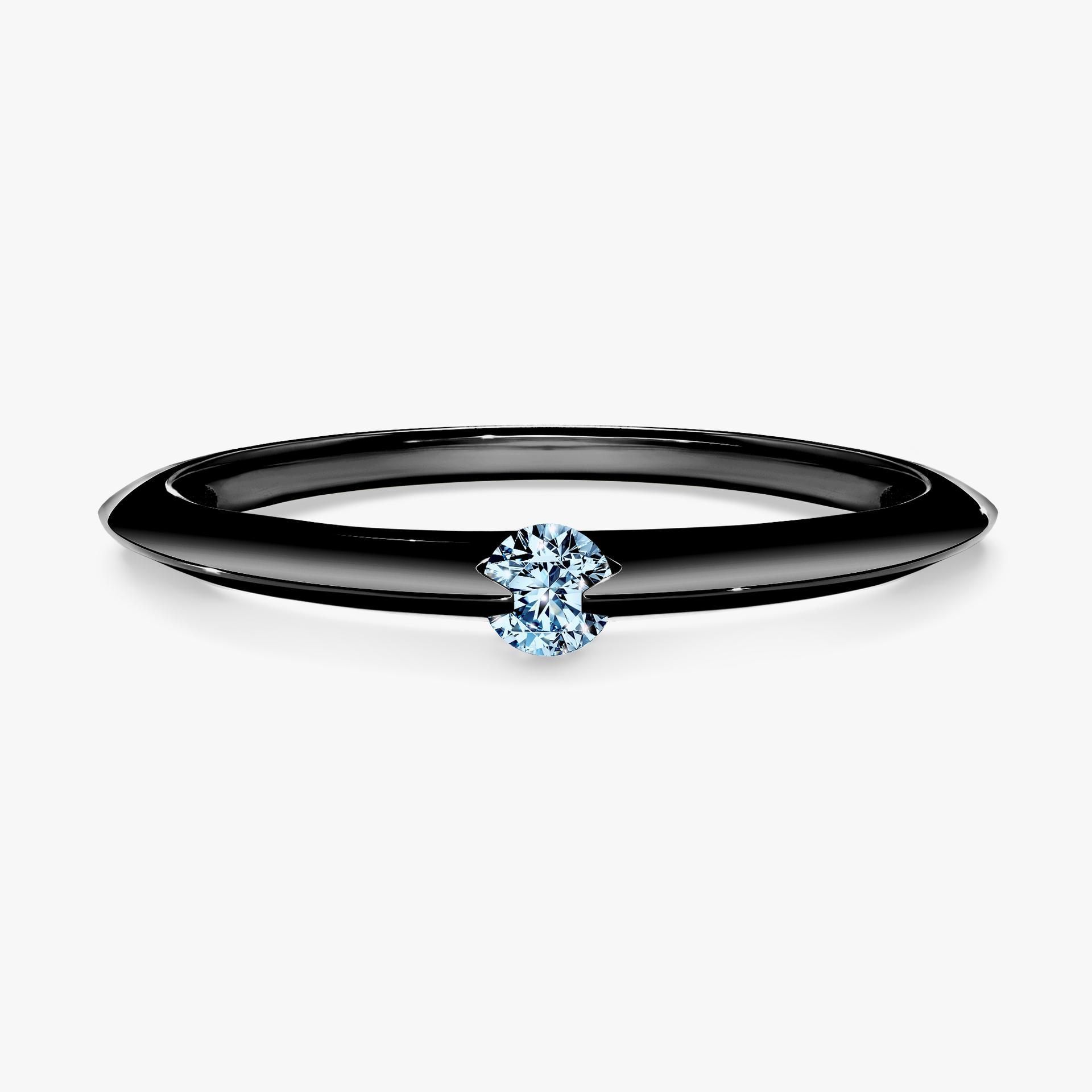 Pierscionek zareczynowy z diamentem niebieski 025 CT z czarnego zlota my baby 01