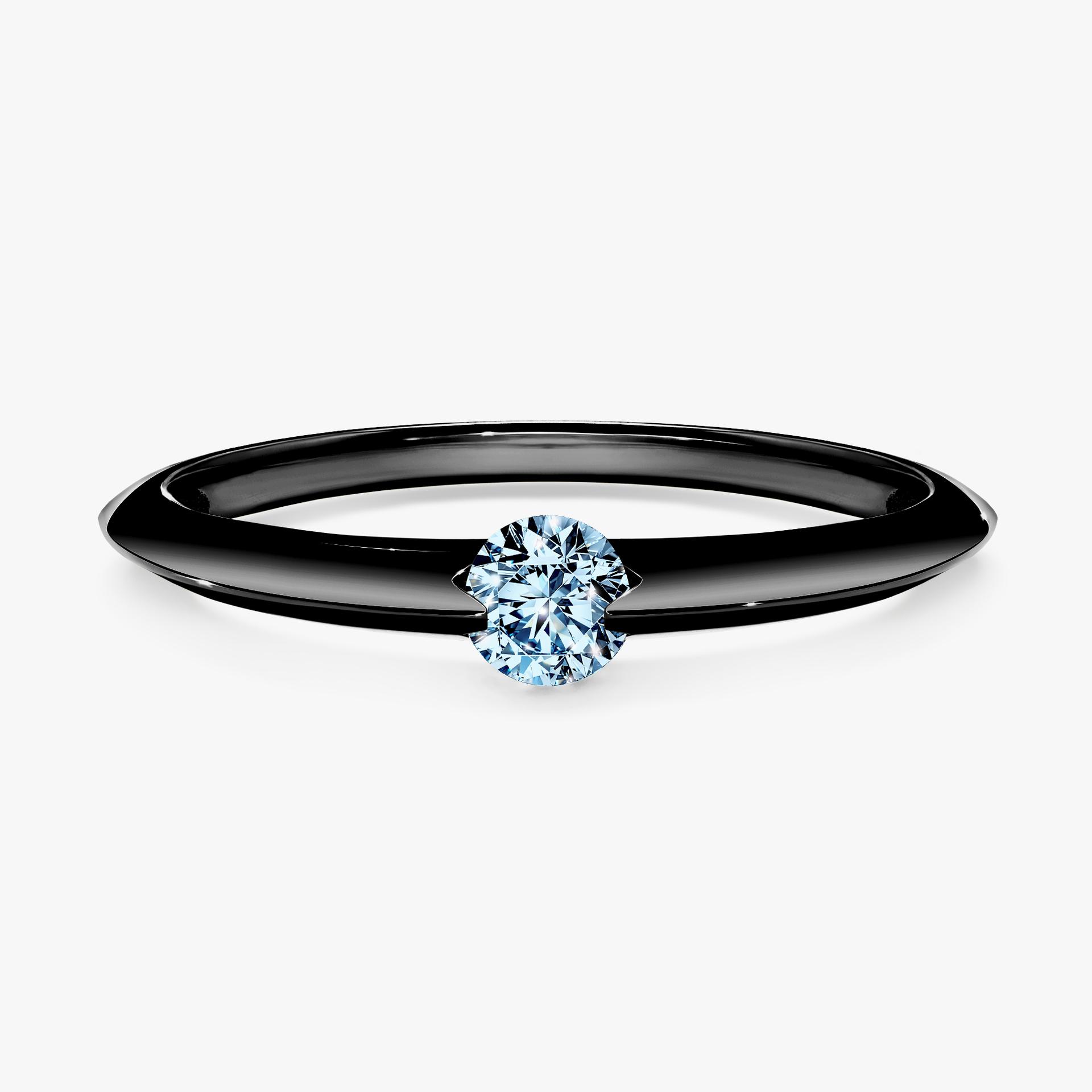 Pierscionek zareczynowy z diamentem niebieski 050 CT z czarnego zlota my baby 01