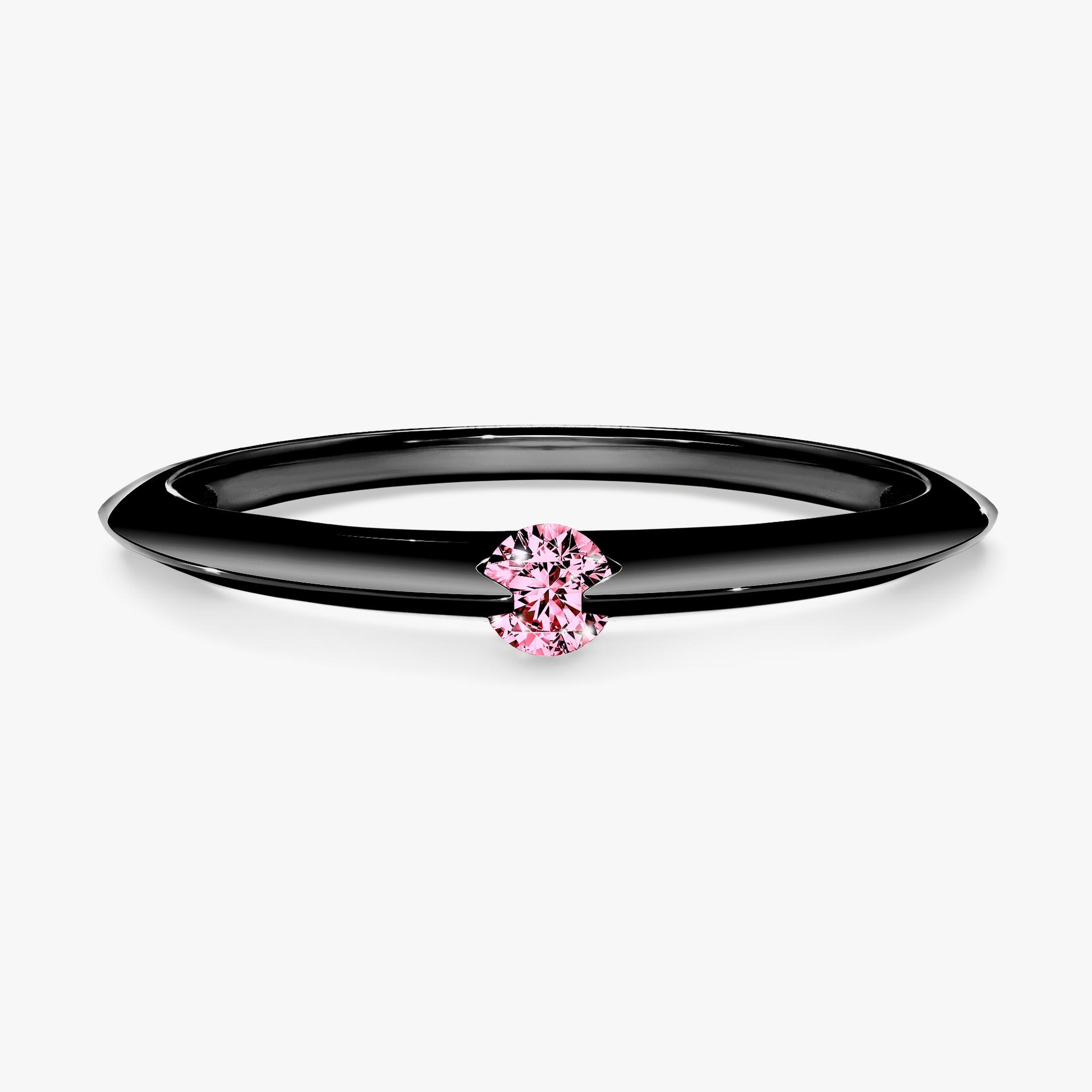 Pierscionek zareczynowy z diamentem rozowy 025 CT z czarnego zlota my baby 01
