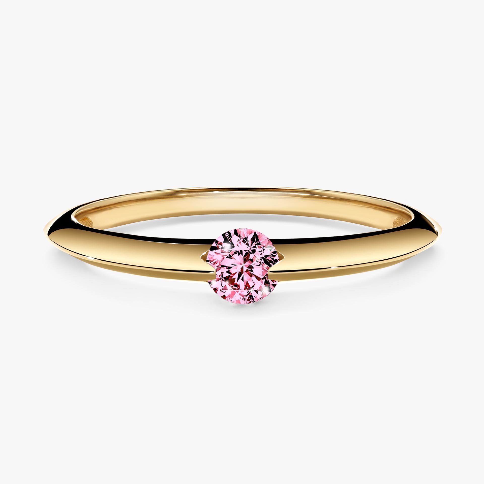 Pierscionek zareczynowy z diamentem rozowy 050 CT z zoltego zlota my baby 01