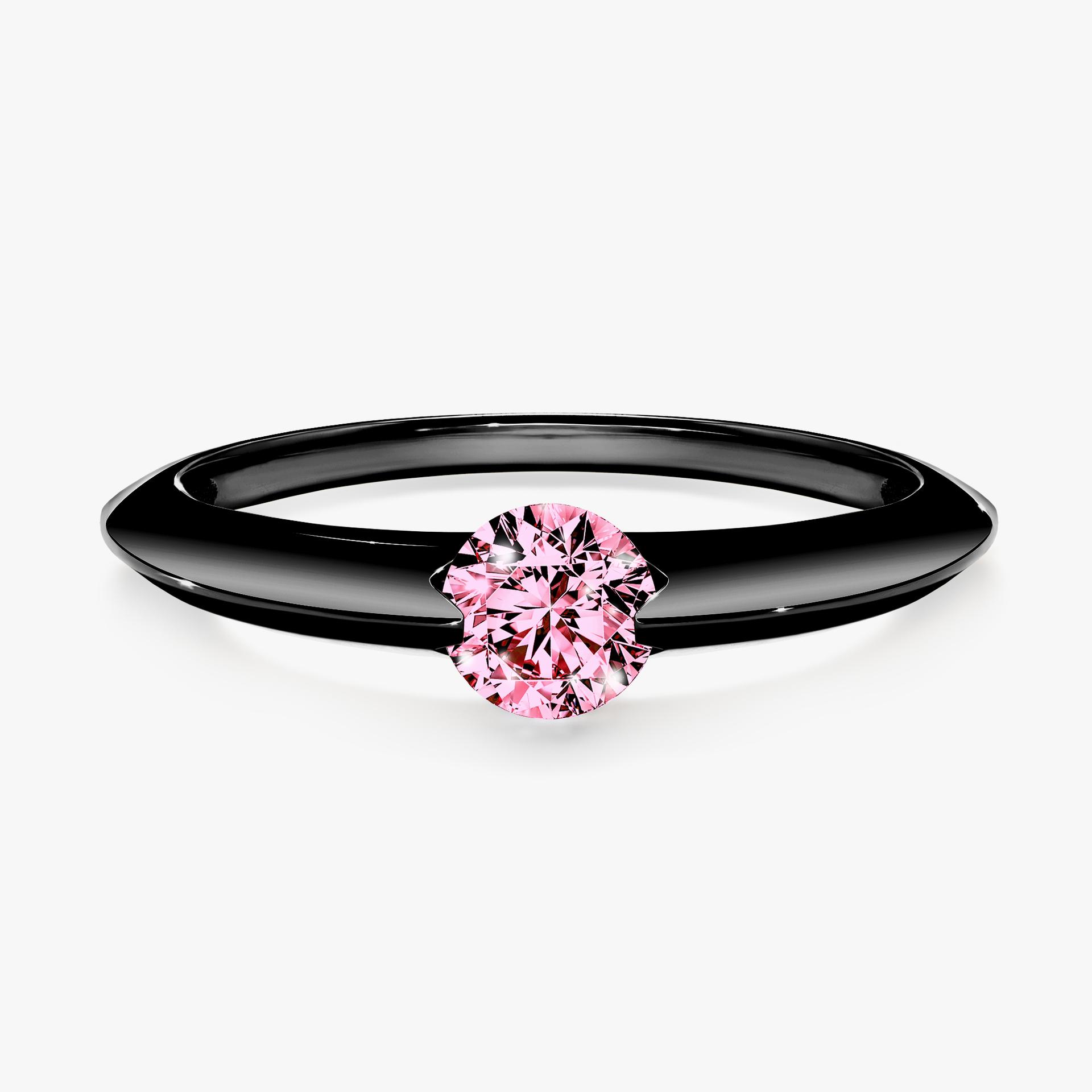 Pierscionek zareczynowy z diamentem rozowy 100 CT z czarnego zlota my baby 01