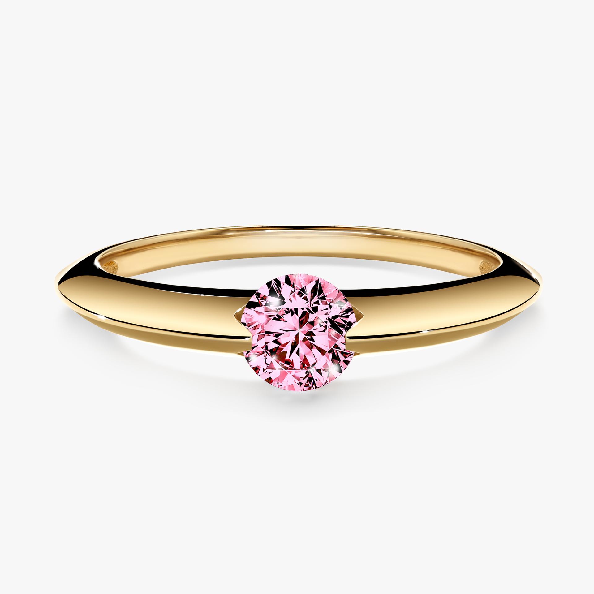 Pierscionek zareczynowy z diamentem rozowy 100 CT z zoltego zlota my baby 01