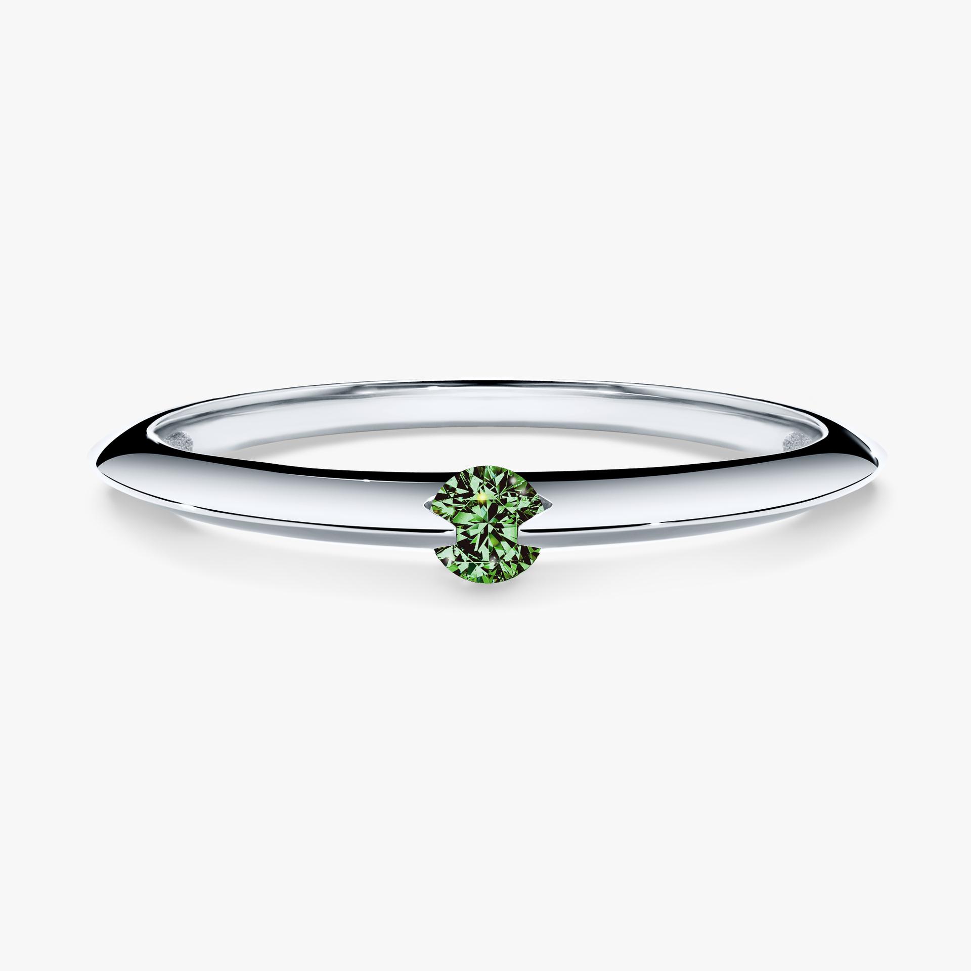 Pierścionek zaręczynowy My Baby z białego złota z ciemnym zielonym diamentem 0,25ct