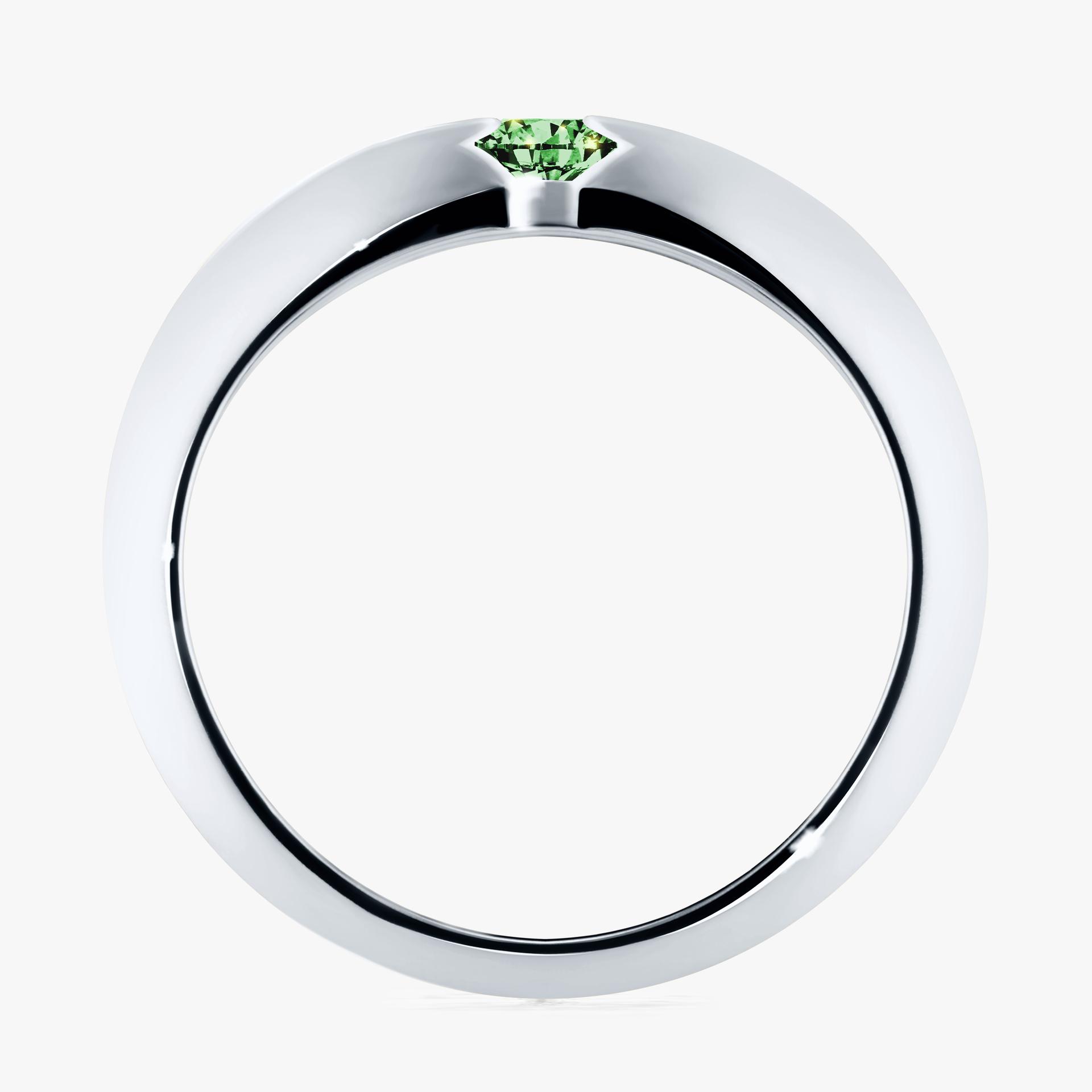Pierścionek zaręczynowy My Baby z białego złota z ciemnym zielonym diamentem 0,25ct