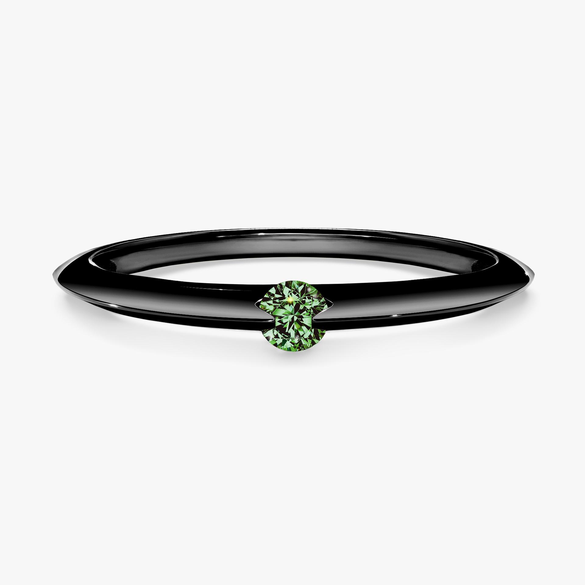Pierscionek zareczynowy z diamentem zielony_ciemny 025 CT z czarnego zlota my baby 01