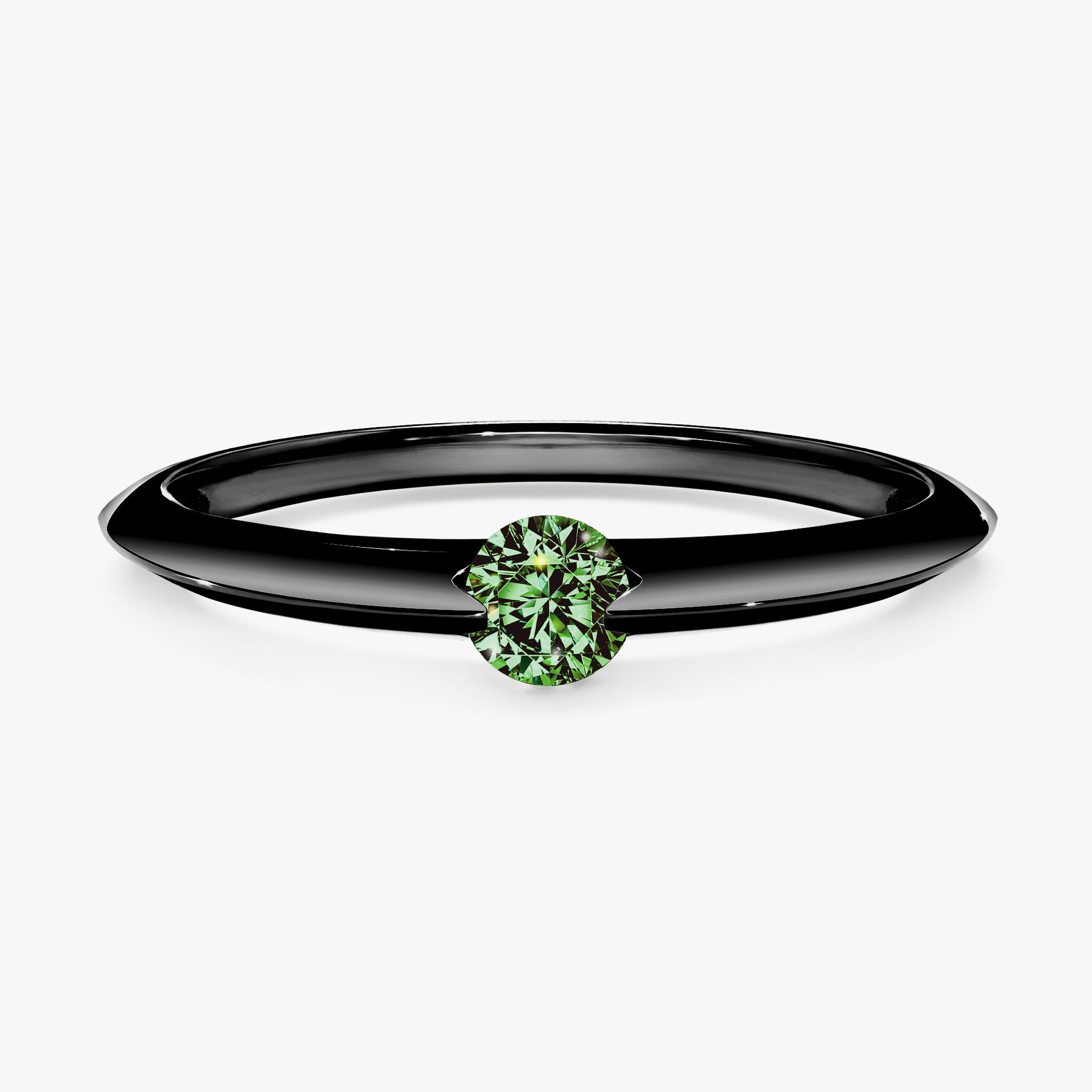 Pierscionek zareczynowy z diamentem zielony_ciemny 050 CT z czarnego zlota my baby 01