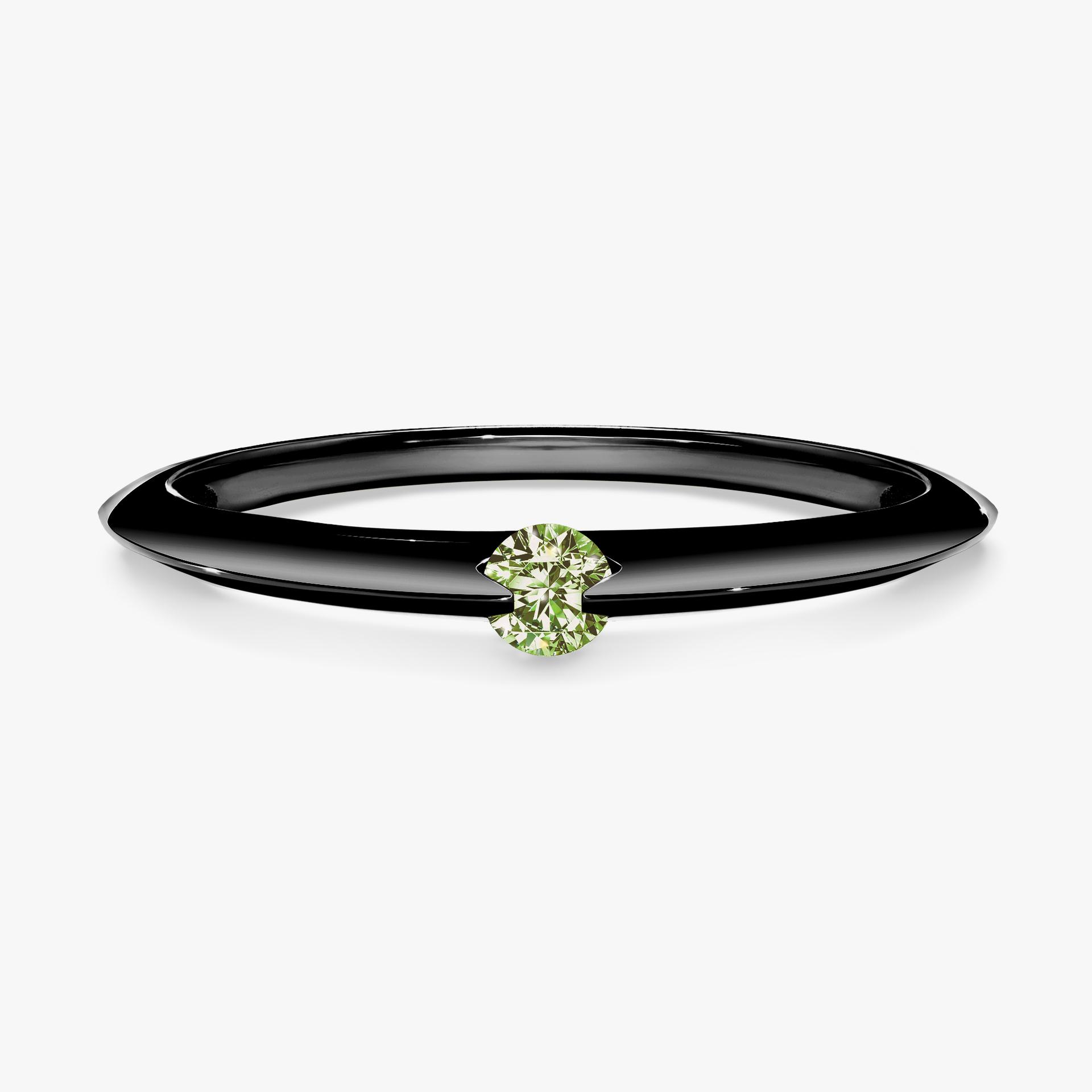 Pierscionek zareczynowy z diamentem zielony_jasny 025 CT z czarnego zlota my baby 01