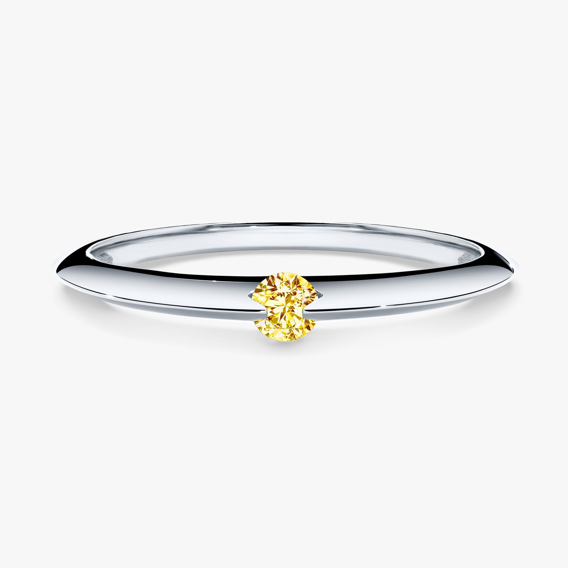Pierscionek zareczynowy z diamentem zolty 025 CT z bialego zlota my baby 01