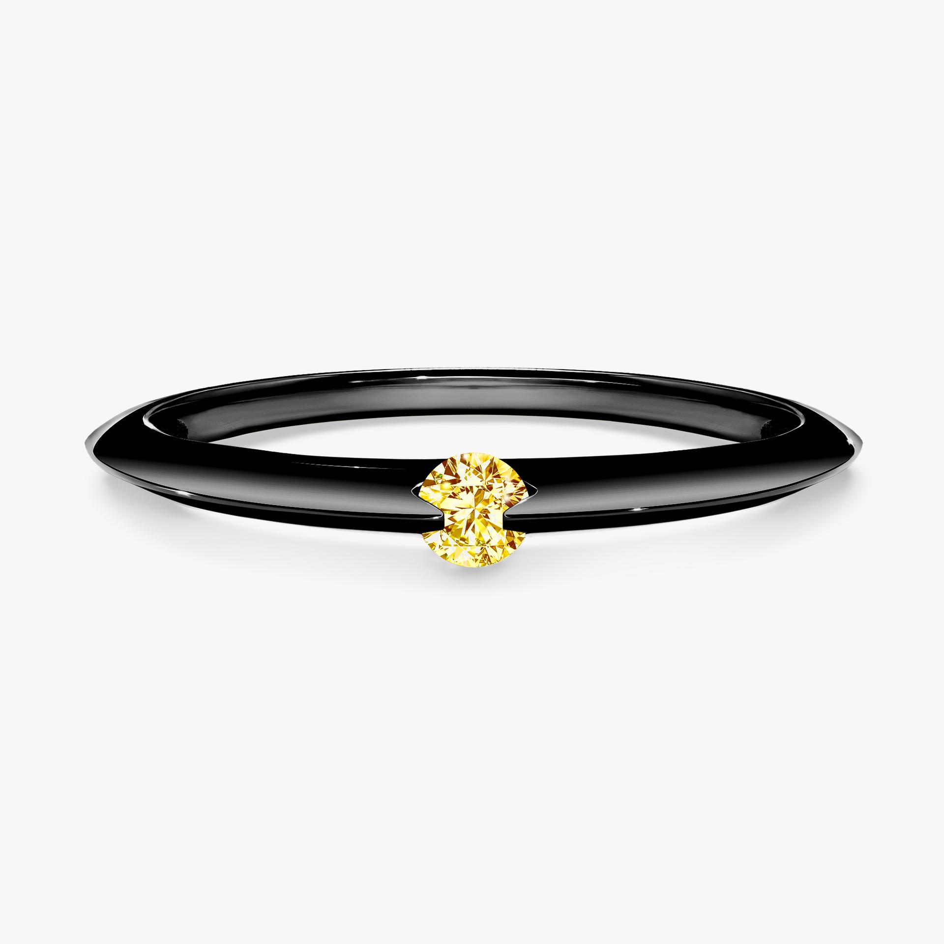 Pierscionek zareczynowy z diamentem zolty 025 CT z czarnego zlota my baby 01