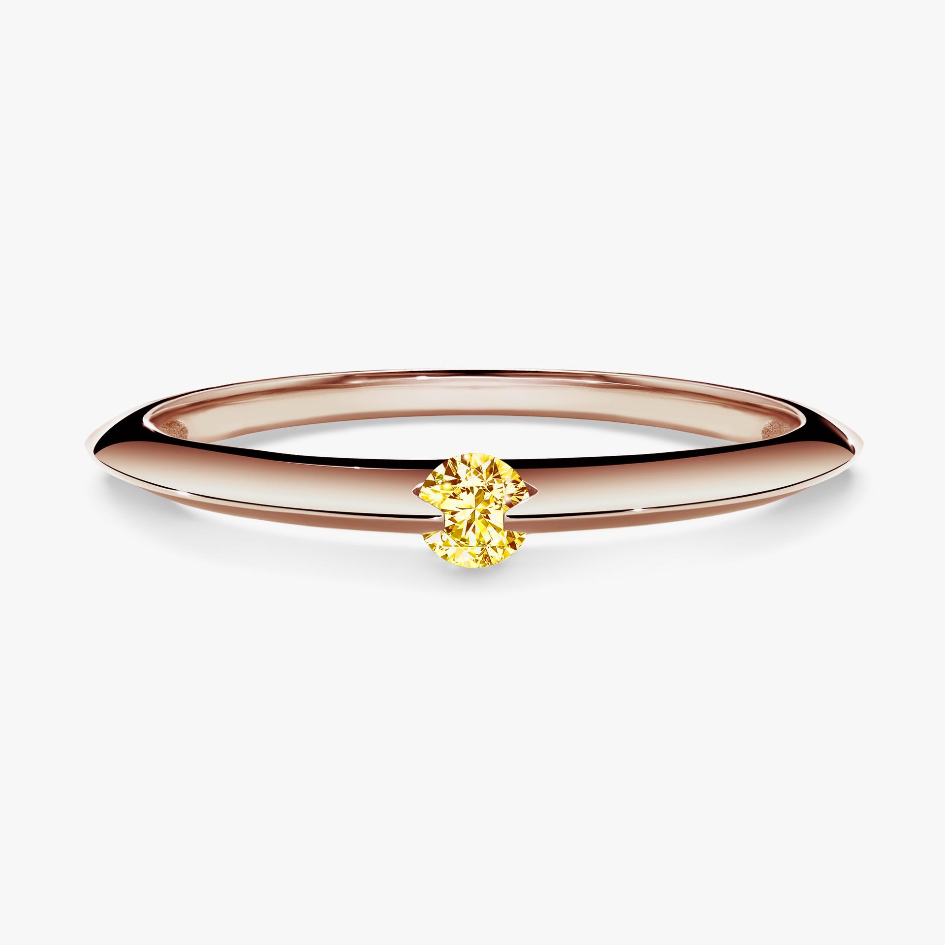 Pierscionek zareczynowy z diamentem zolty 025 CT z rozowego zlota my baby 01