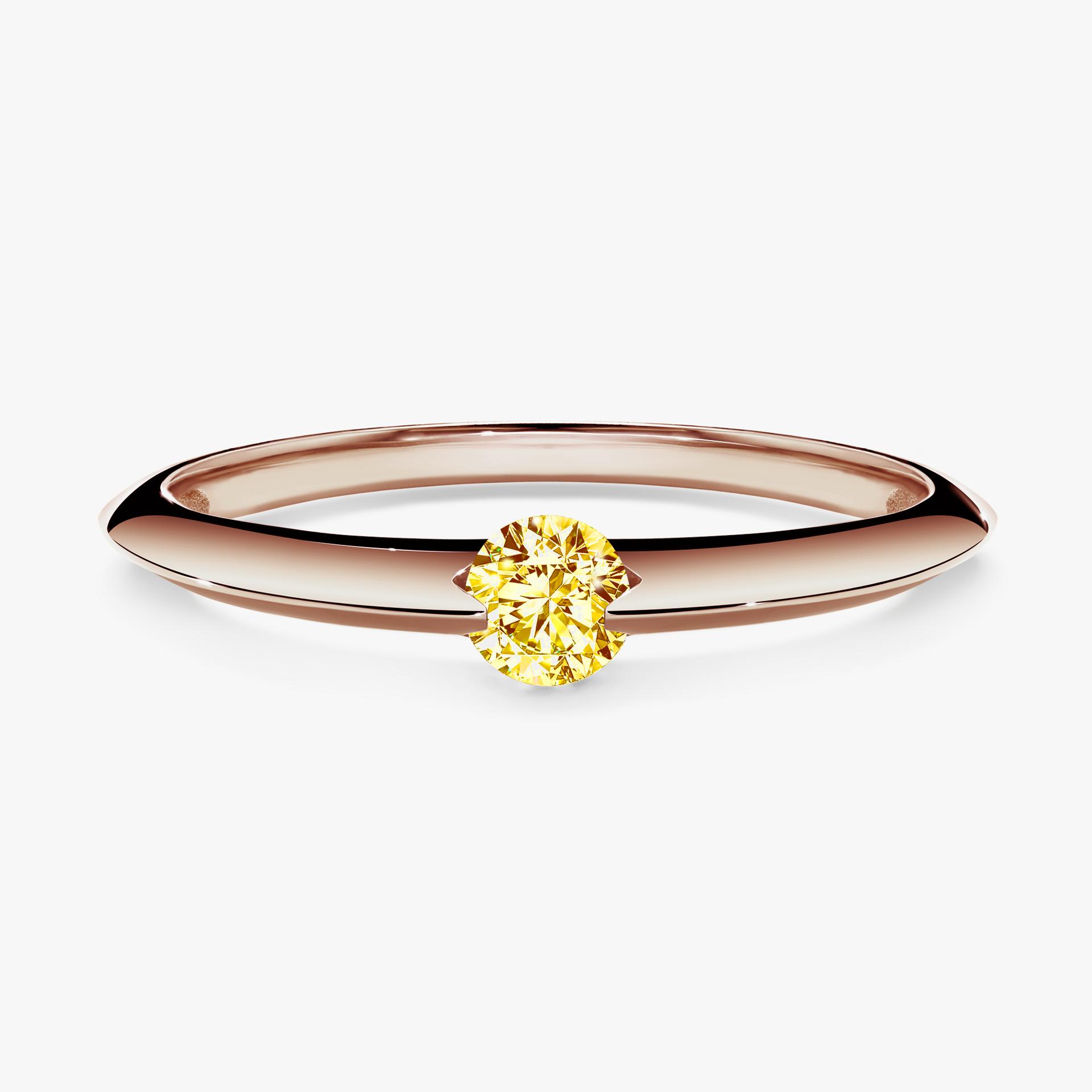 Pierscionek zareczynowy z diamentem zolty 050 CT z rozowego zlota my baby 01