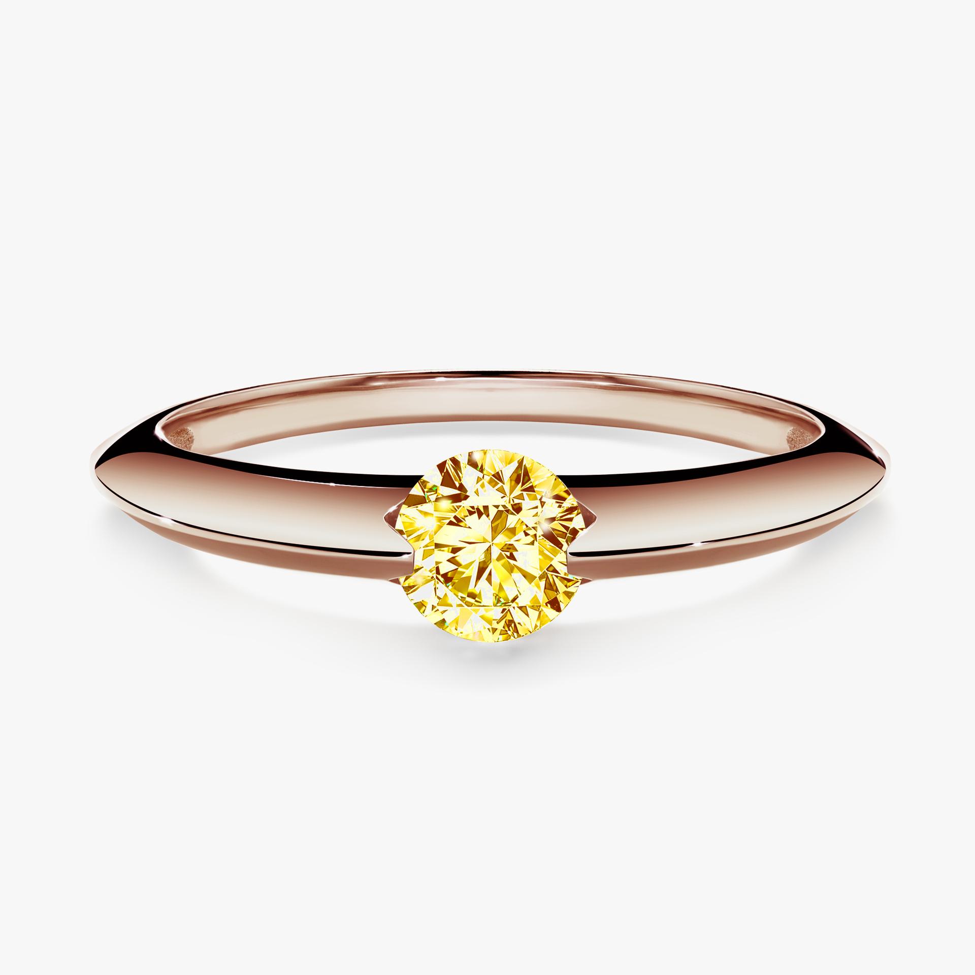 Pierscionek zareczynowy z diamentem zolty 100 CT z rozowego zlota my baby 01