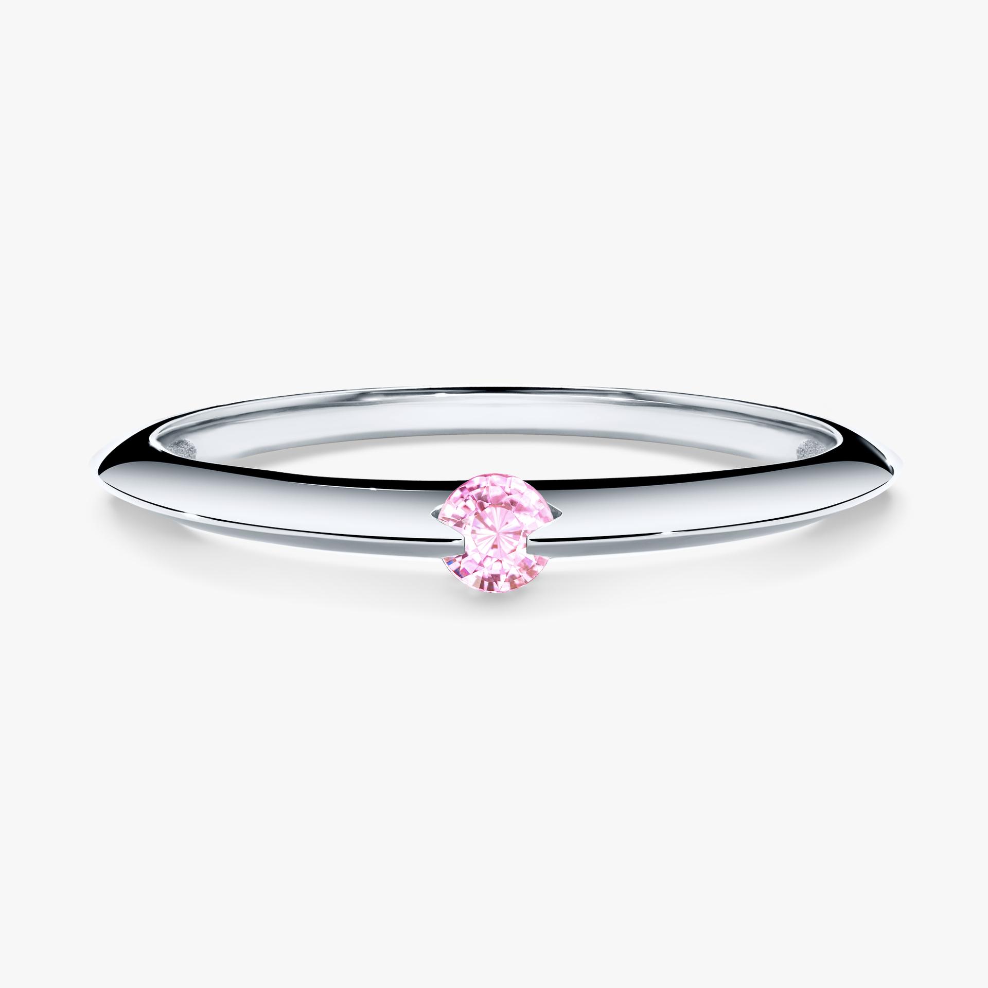 Pierścionek zaręczynowy My Baby z białego złota z szafirem różowym 0,25ct