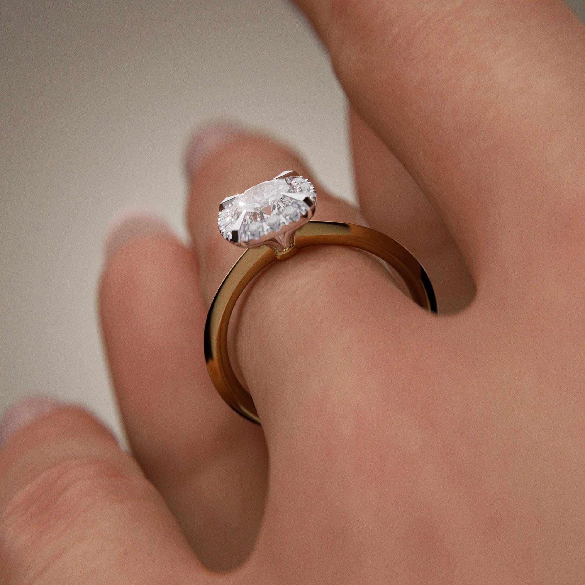 Pierścionek zaręczynowy My Beauty z żółtego złota z diamentem laboratoryjnym 0,98ct