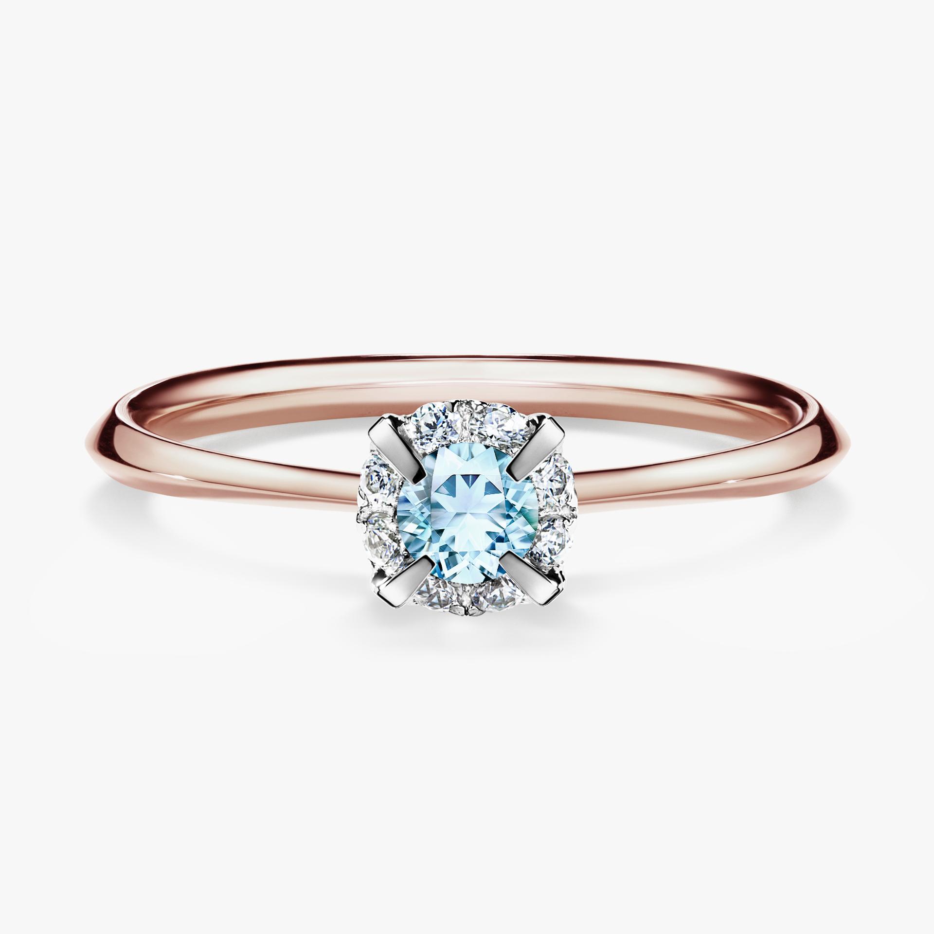 Pierścionek zaręczynowy My Beauty z różowego złota z akwamarynem 0,14ct