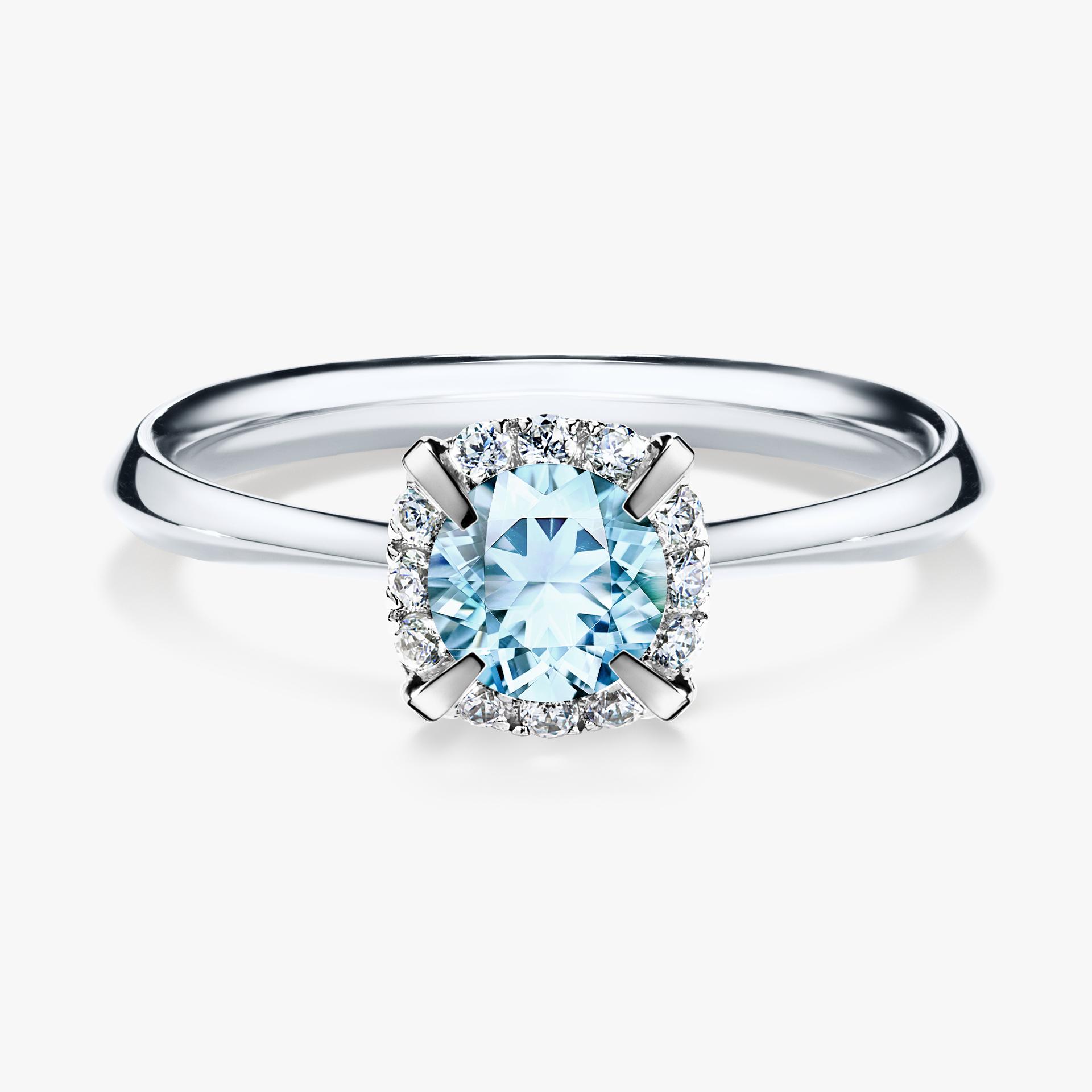 Pierścionek zaręczynowy My Beauty z białego złota z akwamarynem 0,62ct